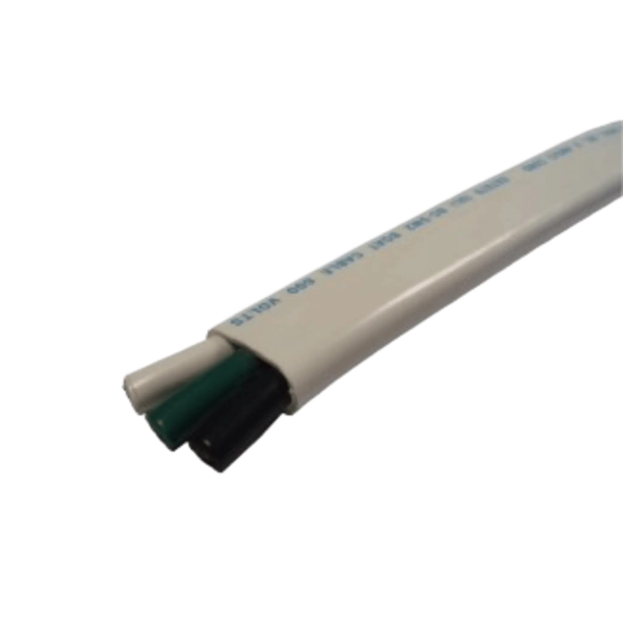 Cable Marino Cobra 14/3 Triplex / 500 Pies (152.4 m) / Calibre 14 / Negro, Blanco y Verde / Chaqueta Blanca Retardante de Llama / Clase K Cobre Estañado / 600V / 105°C Seco y 75°C Húmedo / Cumple UL 1426, UL Listed BC-5W2, ABYC y US