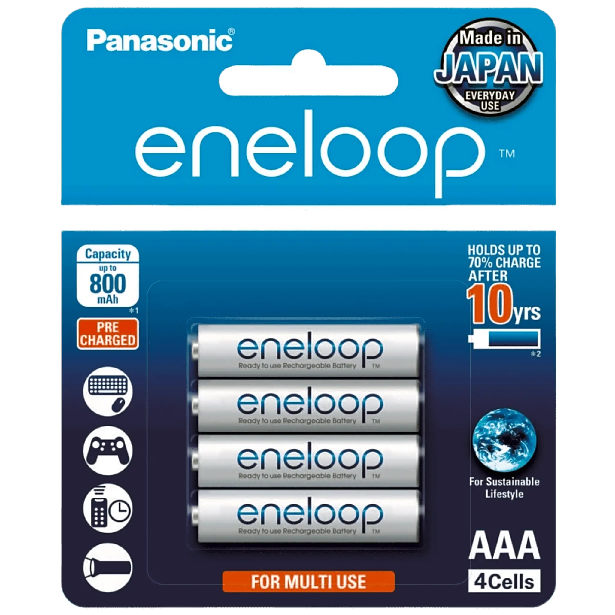 Batería Recargable AAA 1.2V ENELOOP / Ni-HM / Paquete de 4 Baterías