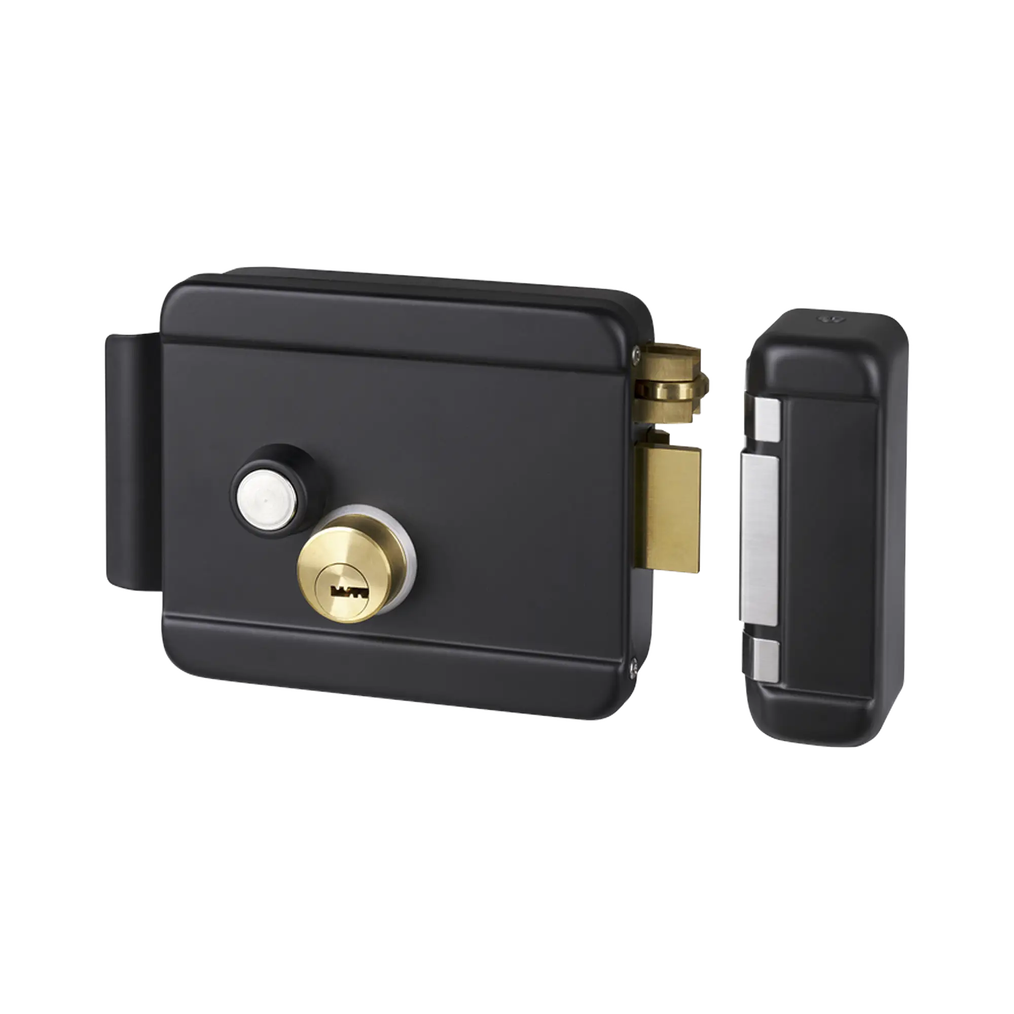 Cerradura Eléctrica con Botón de Salida / Incluye Llave  / Exterior / Derecha / Color Negro