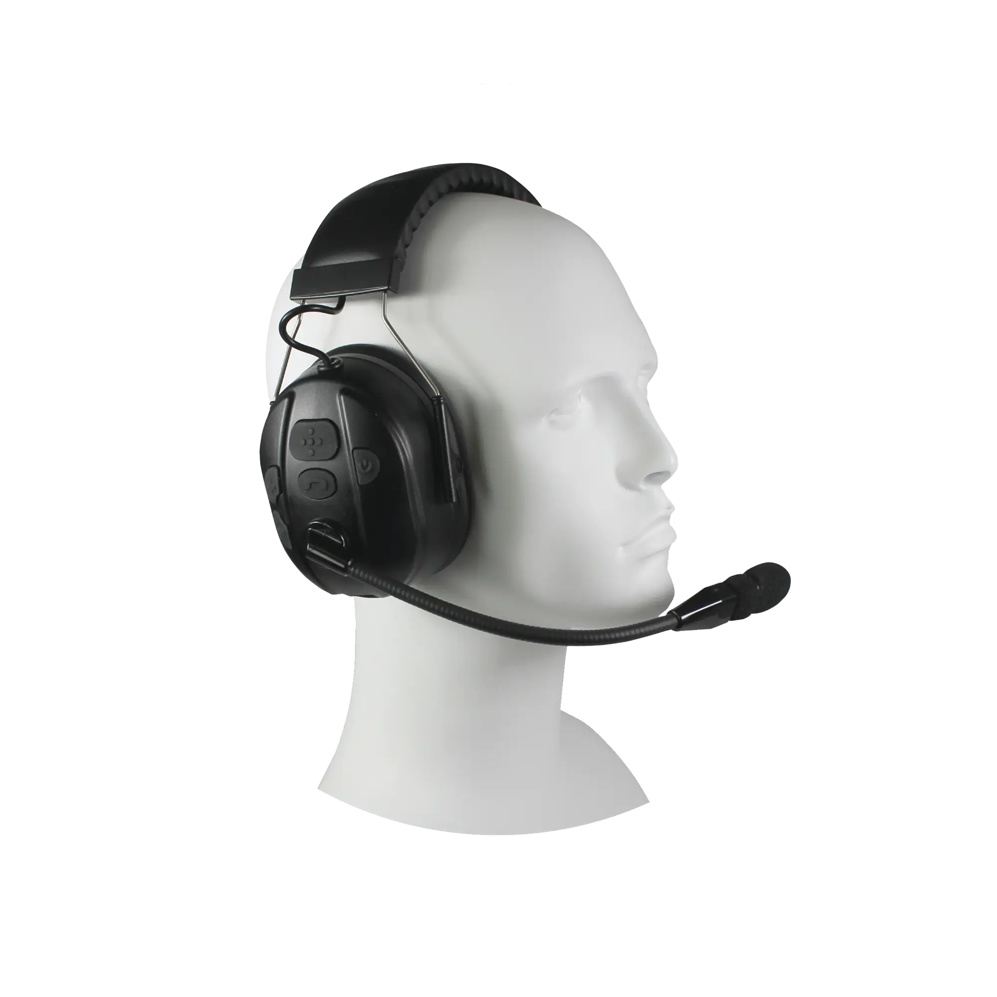 Audífonos inalámbricos Bluetooth con diadema rígida por arriba de la cabeza compatible con adaptadores PRYME BLU, radio y dispositivos bluetooth, con función de PTT y para contestar celulares.