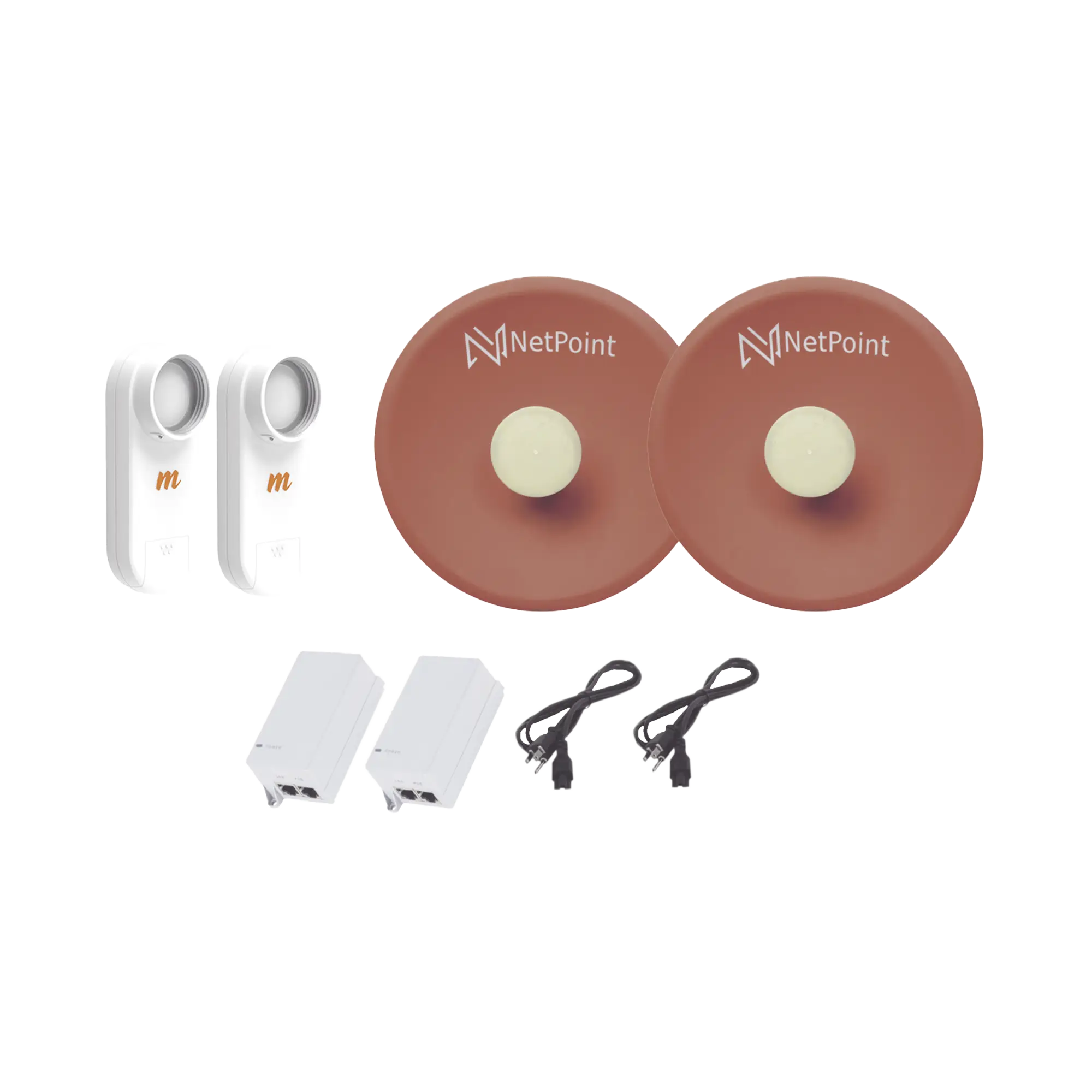 Kit de 2 radios C5X con antenas NPPROS2PACK (27 dBi), rango de frecuencia extendida (4.9 a 6.4 GHz), incluye inyector POE y cable de alimentación