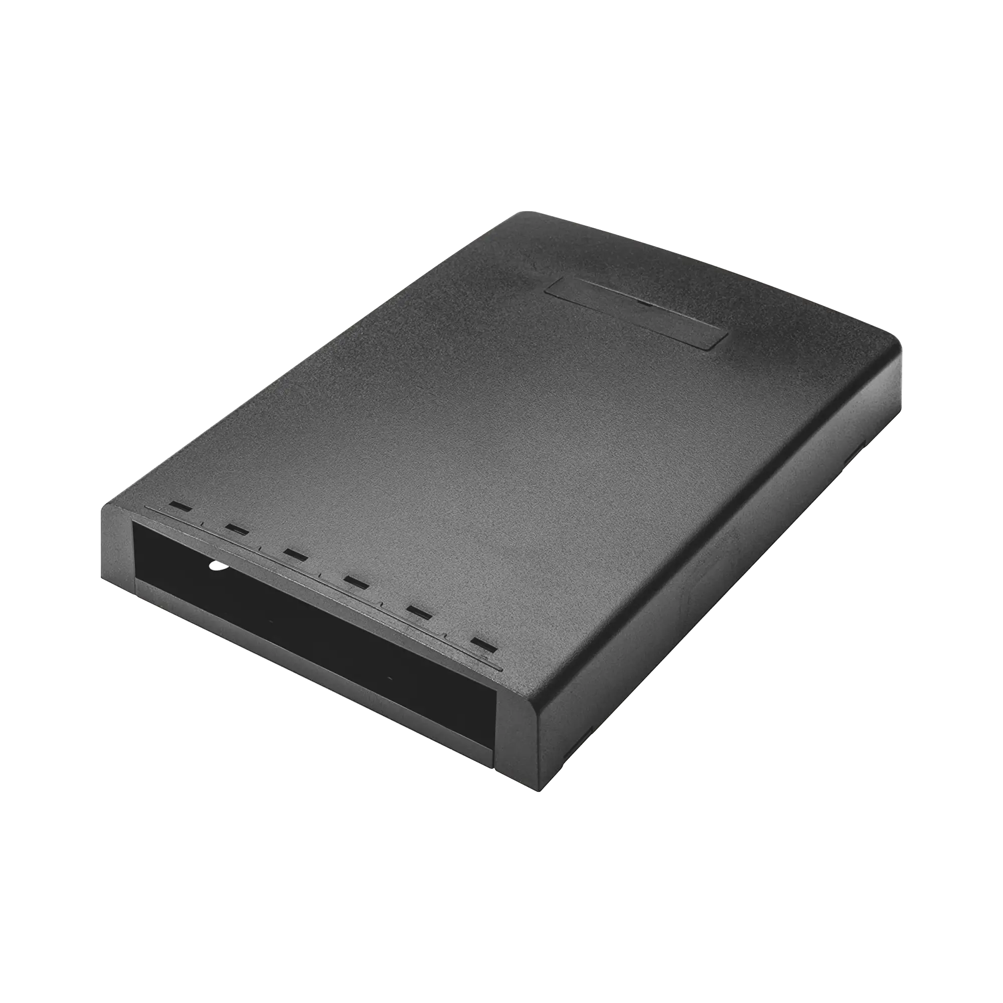 Caja de Montaje en Superficie, Con Accesorio para Resguardo de Fibra Óptica, Para 6 Módulos Mini-Com, Color Negro