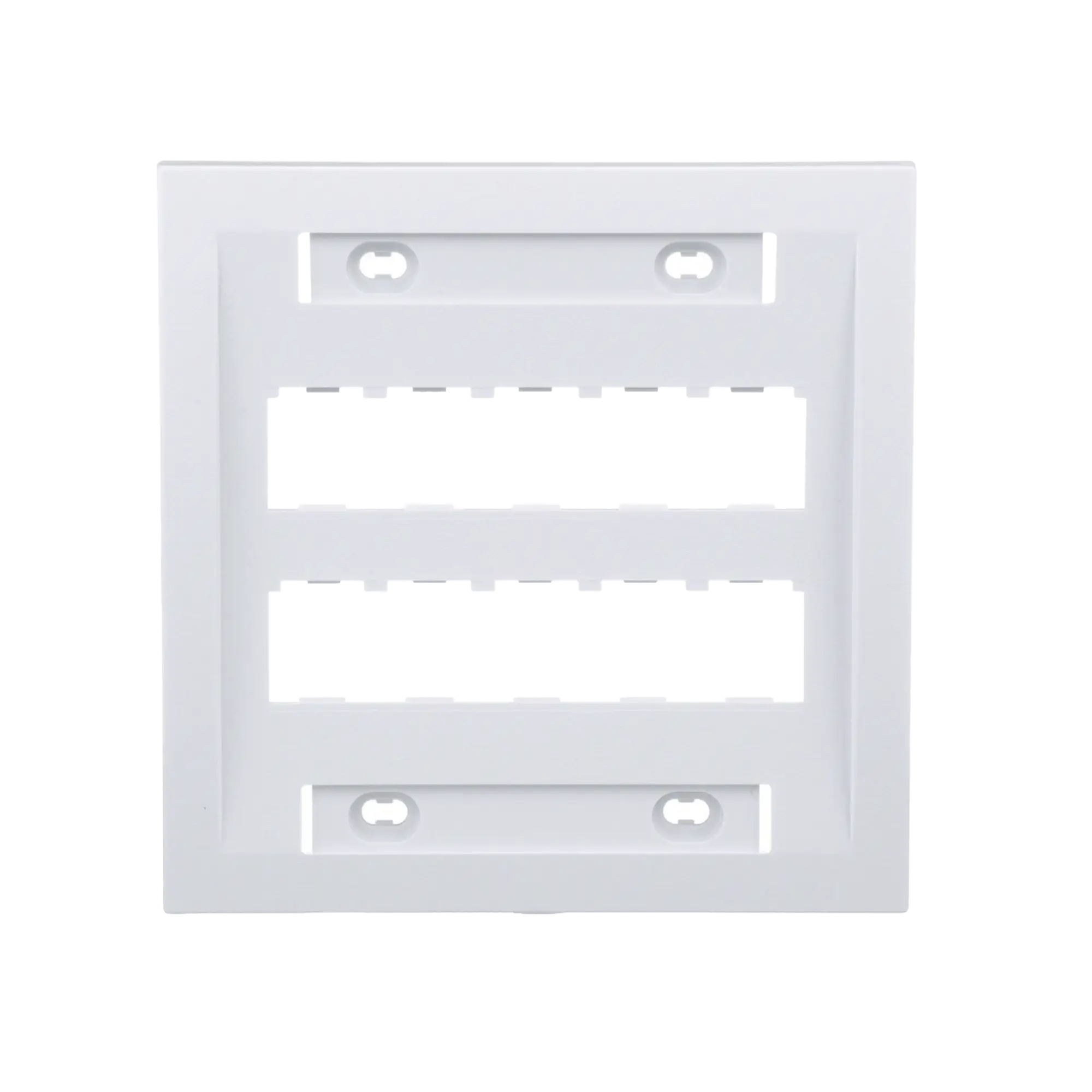 Placa de Pared Vertical Ejecutiva, Salida Para 10 Puertos Mini-Com, Con Espacios Para Etiquetas, Color Blanco