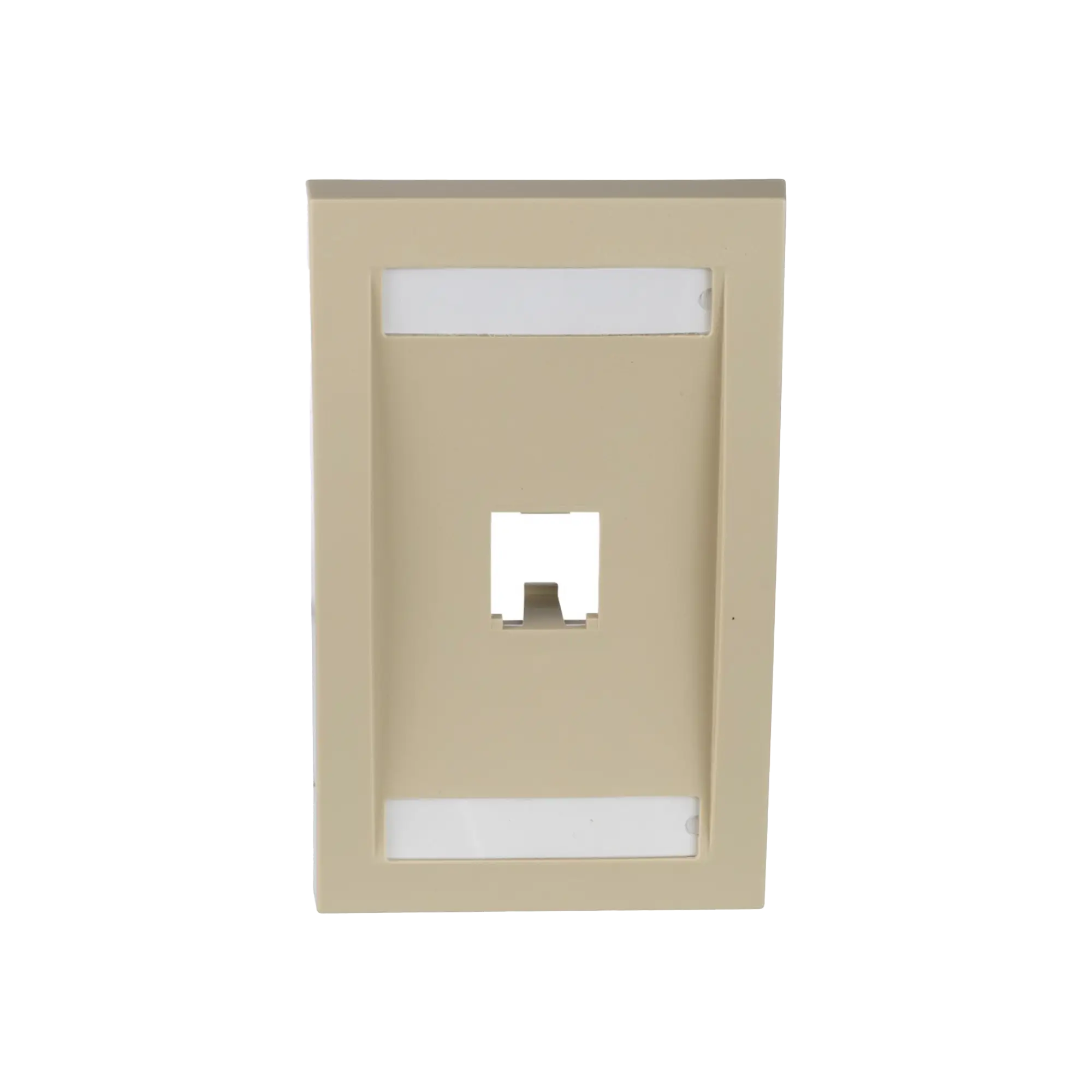 Placa de Pared Vertical Ejecutiva, Salida Para 1 Puerto Mini-Com, Con Espacios Para Etiquetas, Color Marfil