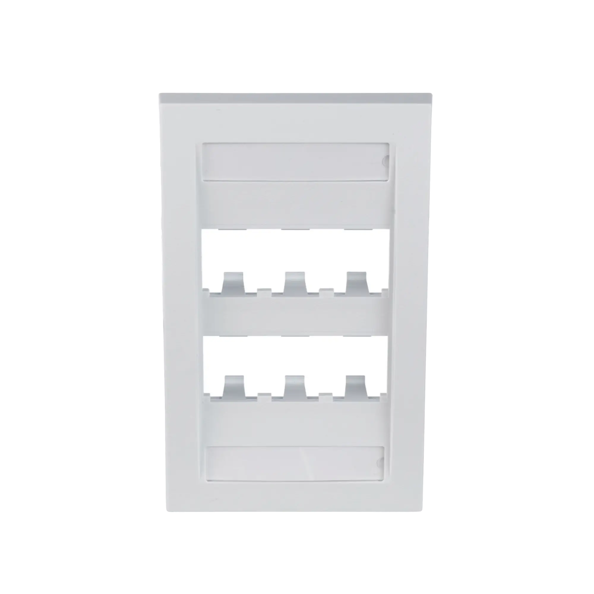 Placa de Pared Vertical Ejecutiva, Salida Para 6 Puertos Mini-Com, Con Espacios Para Etiquetas, Color Blanco