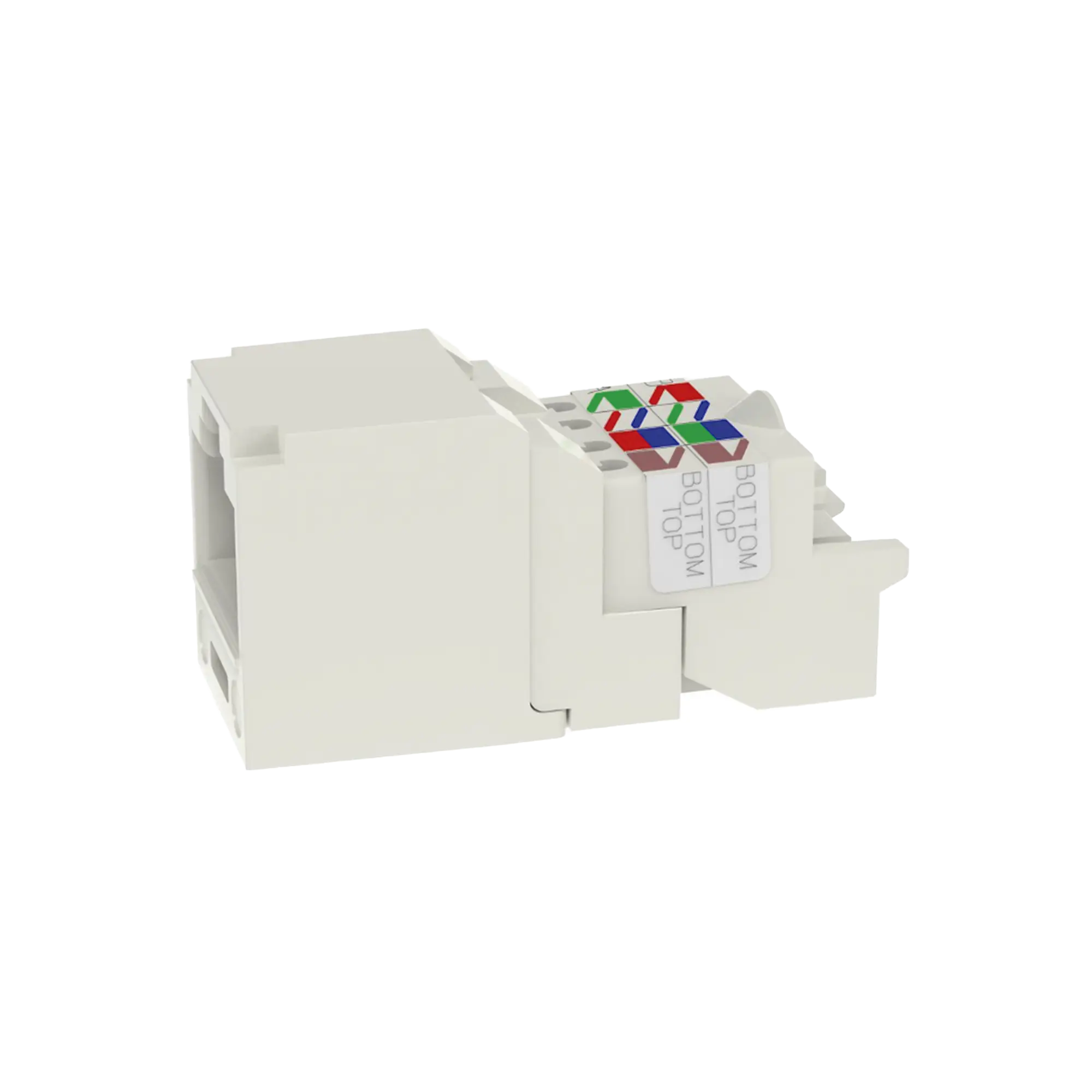 Conector Jack RJ45 Estilo TP, Mini-Com, Categoría 6, de 8 posiciones y 8 cables, Color Blanco Mate