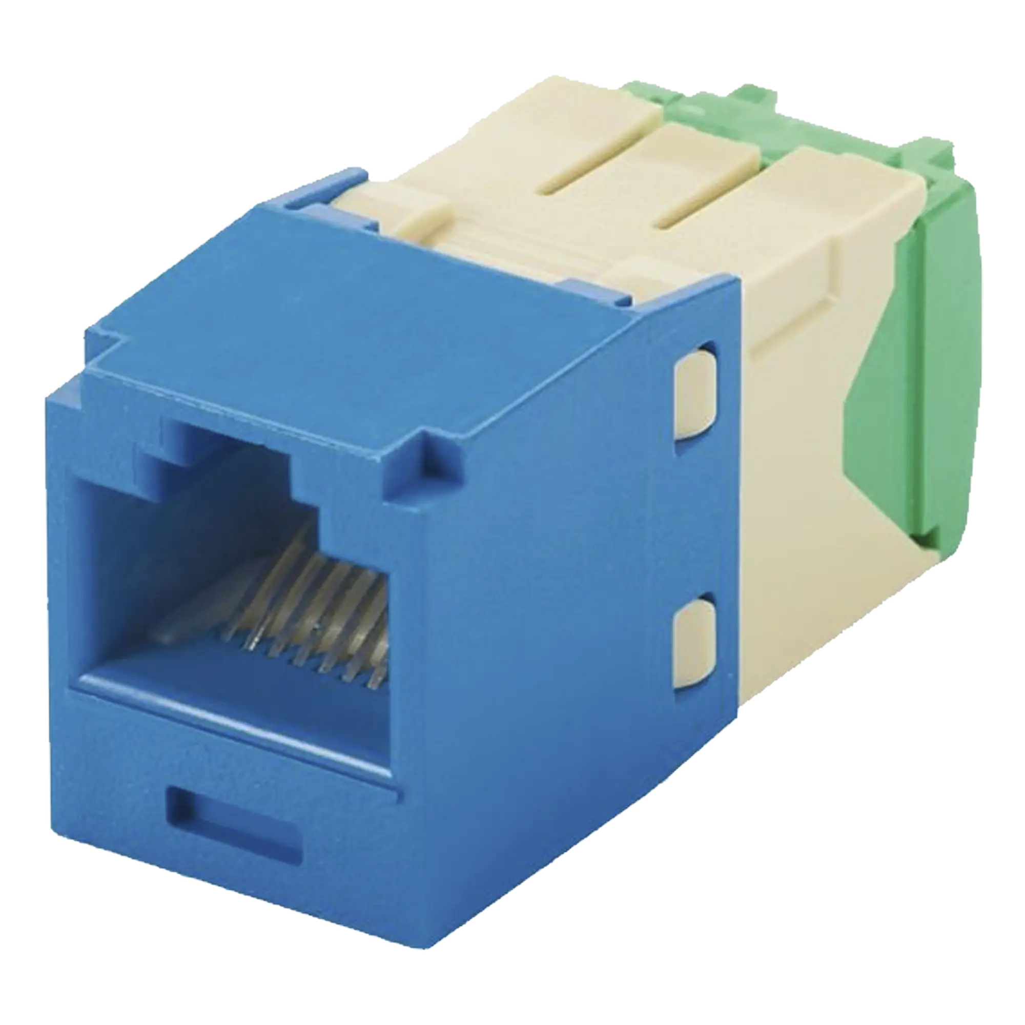 Conector Jack RJ45 Estilo TG, Mini-Com, Categoría 6, de 8 posiciones y 8 cables de Calibre 28/30 AWG, Color Azul