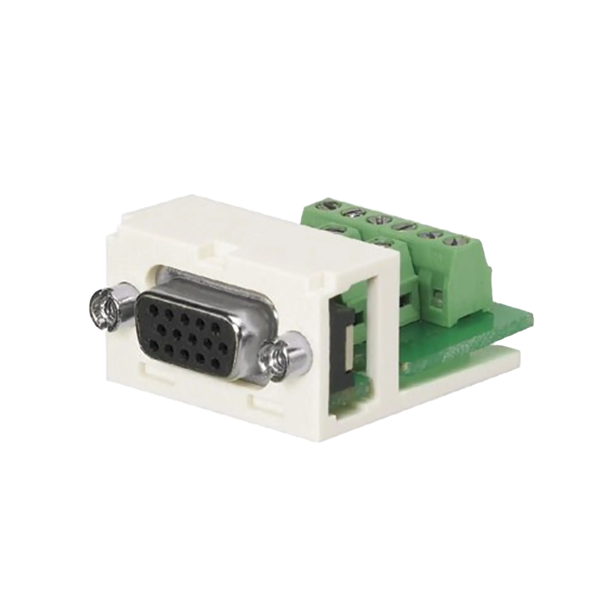 Conector sub-D de 15 Pines Tipo Atornillable, Uso en 2 Puertos Mini-Com, Color Blanco Mate