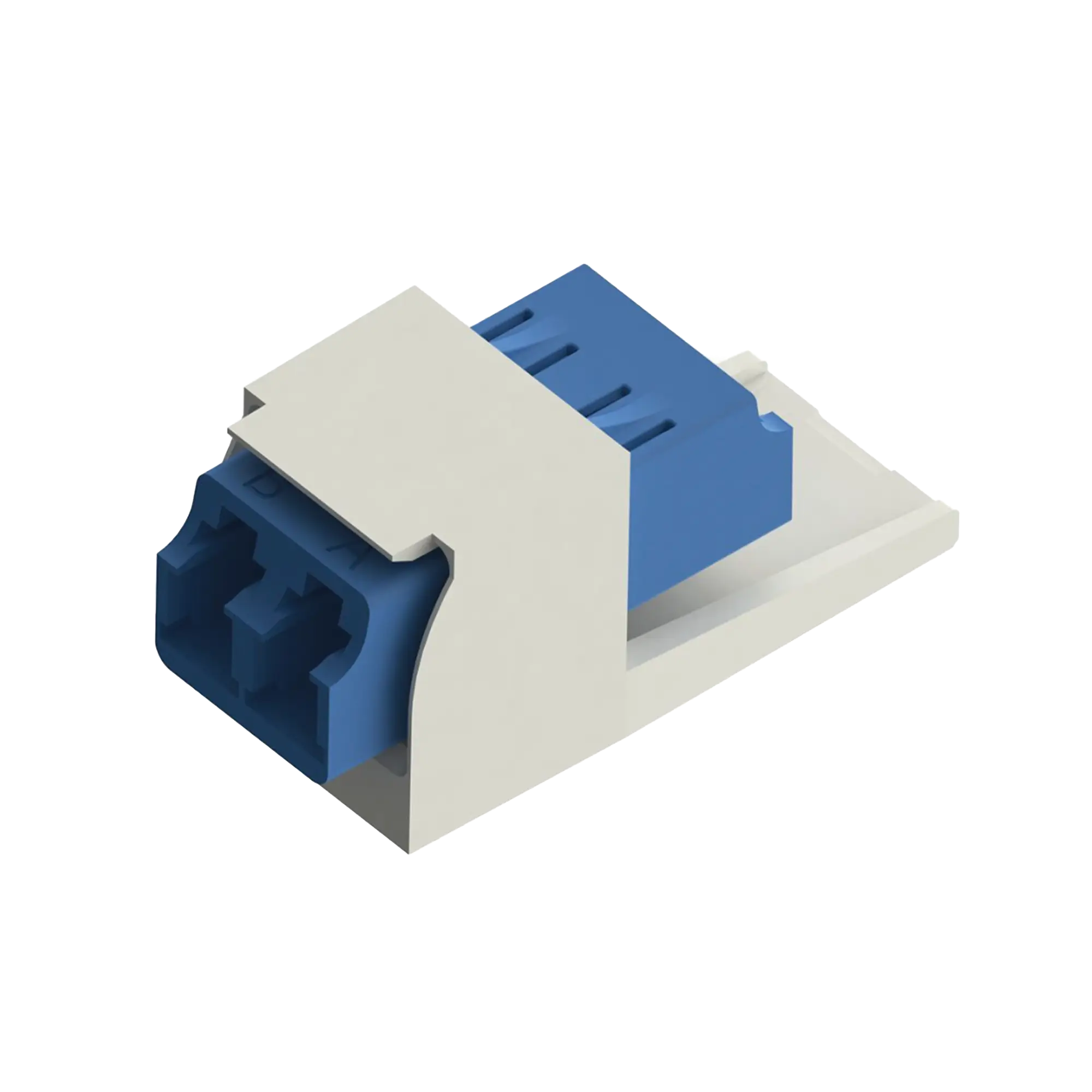 Módulo Acoplador LC Duplex, para Fibra Óptica Monomodo OS1/OS2, Tipo Mini-Com, Color Blanco Mate
