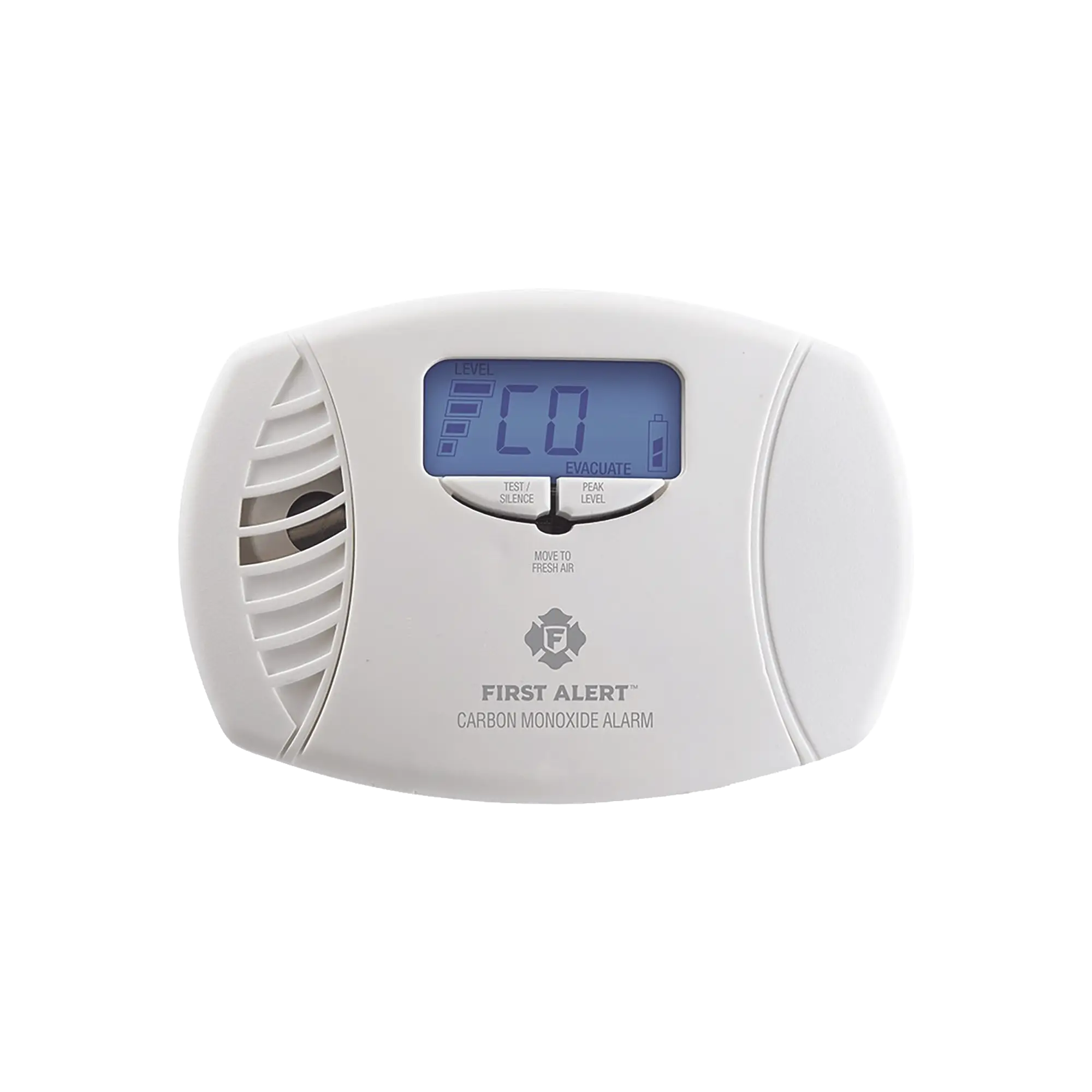 Alarma de monóxido de carbono (CO) enchufable con batería de respaldo y display digital