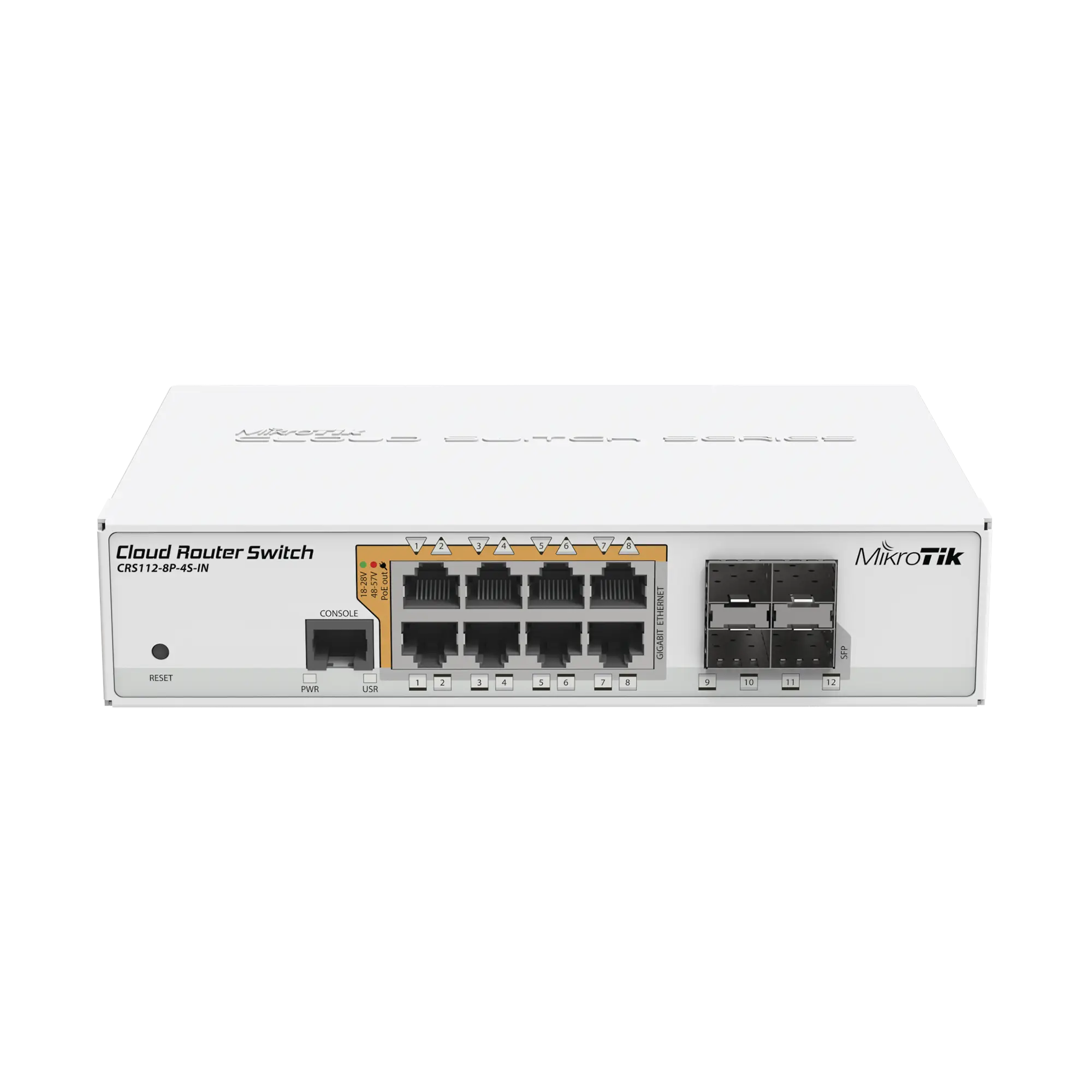 Cloud Router Switch Administrable L3, 8 puertos 10/100/1000 Mbps c/PoE Pasivo ó 802.3af/at, 4 Puertos SFP