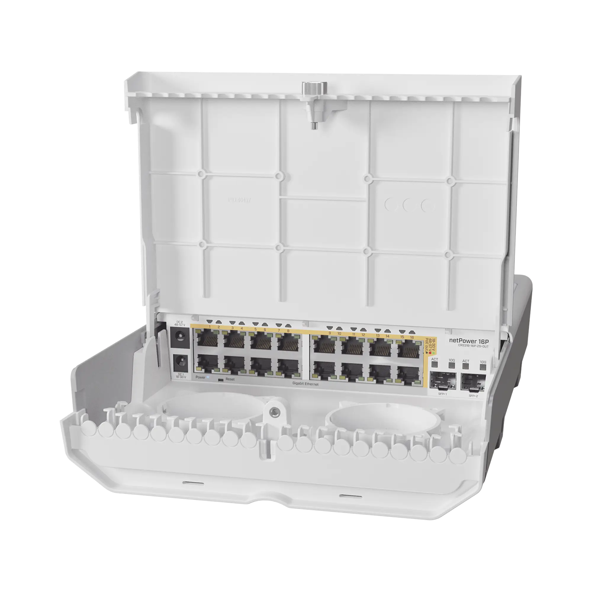 (netPower 16P) Switch administrable Sistema Operativo Dual, 16 puertos c/PoE, 2 puertos 10G SFP+ para Exterior