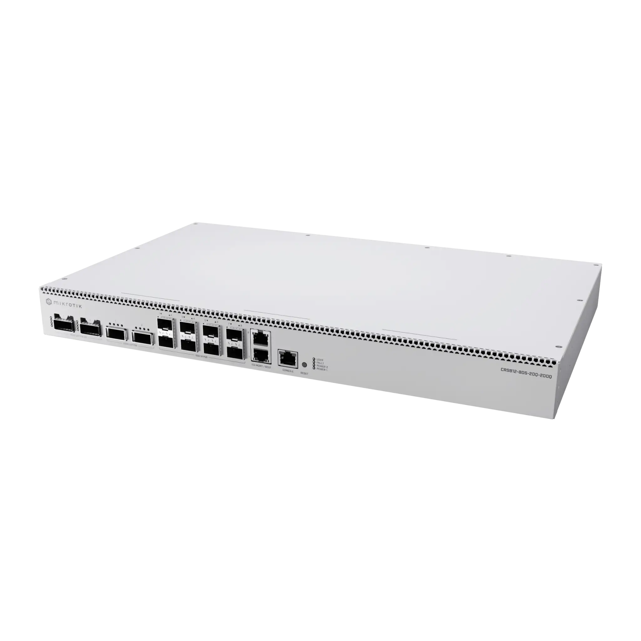 Switch de Red MikroTik CRS812 DDQ / 400 Gbps / 8 Puertos SFP56 de 50G / 2 Puertos QSFP56 de 200G / 2 Puertos QSFP56-DD de 400G / RouterOS v7 / ARM Quad-Core 2 GHz / 4 GB RAM / Rackmount