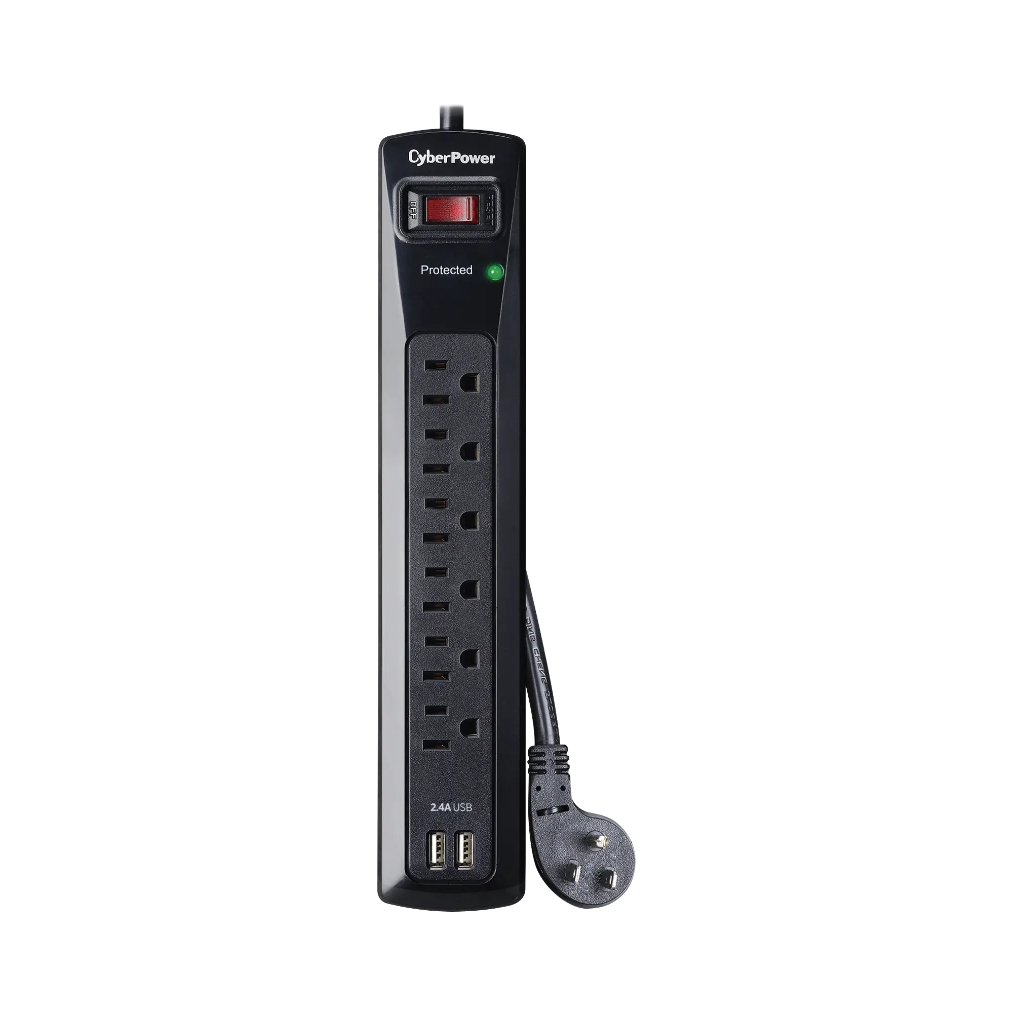 Multicontacto Con Supresor de Picos, Voltaje de Entrada 125 Vca NEMA 5-15P, Con 6 Salidas NEMA 5-15R, 2 Puertos de Carga USB, 1200 Joules
