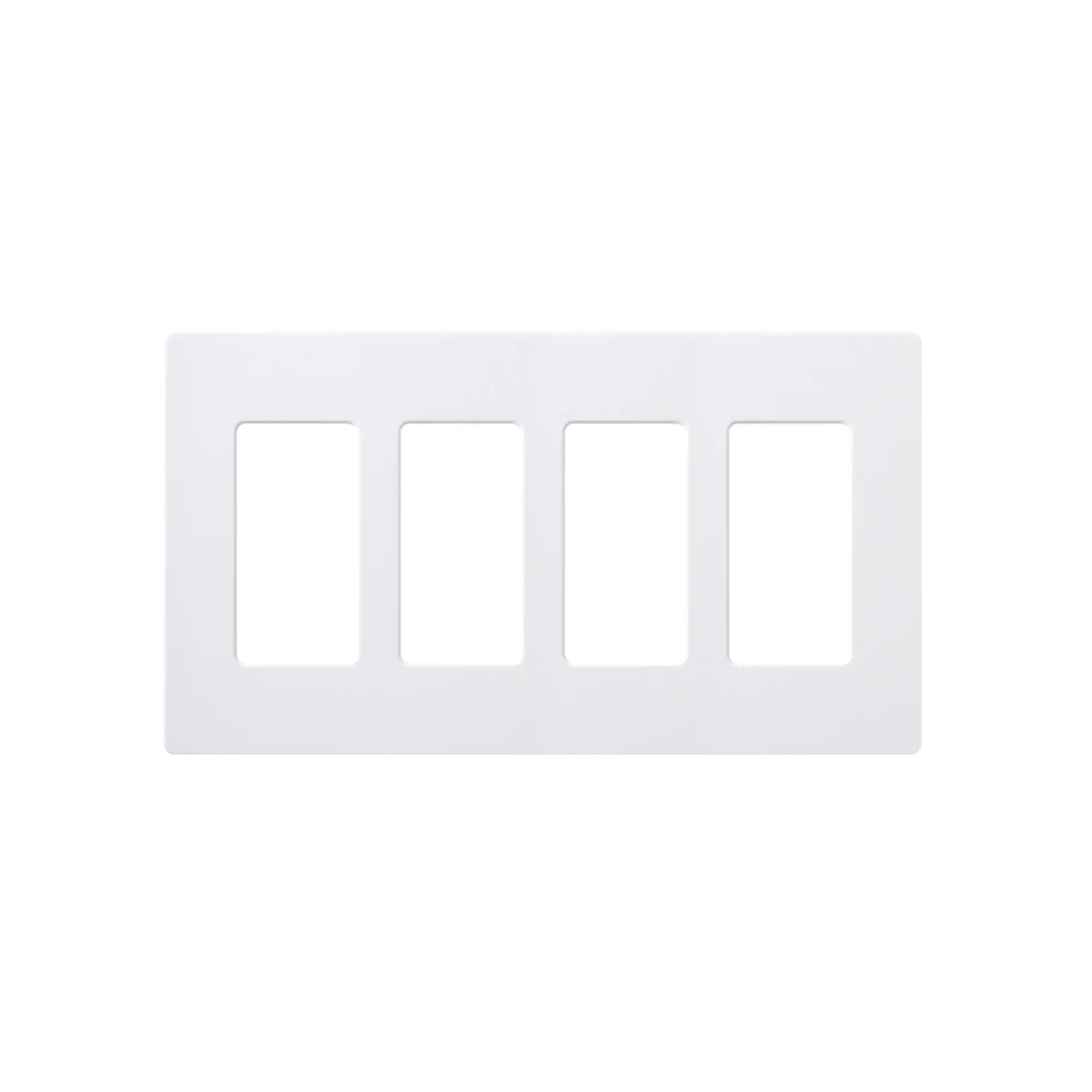 Placa de pared 4 espacios, color blanco, para atenuador (dimmer), switch ó control remoto PICO inalámbrico
