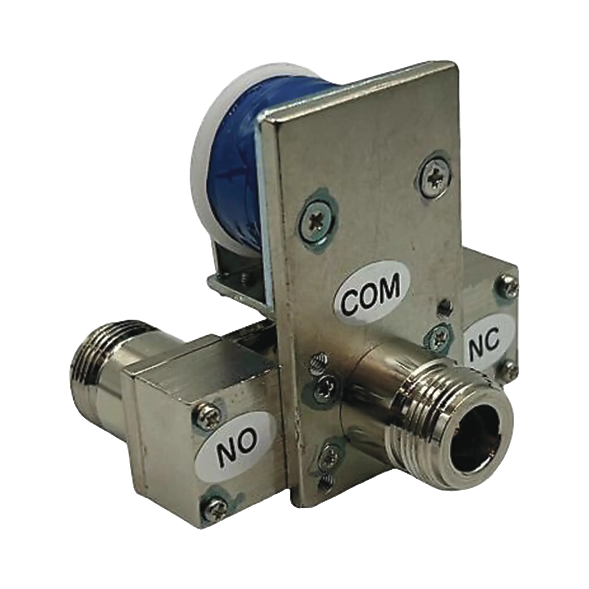Relevador Coaxial para Antena SPDT, 10-14 Vcc (12 Vcc Nom.), 160 mA, 250 Watt a 1 GHz.