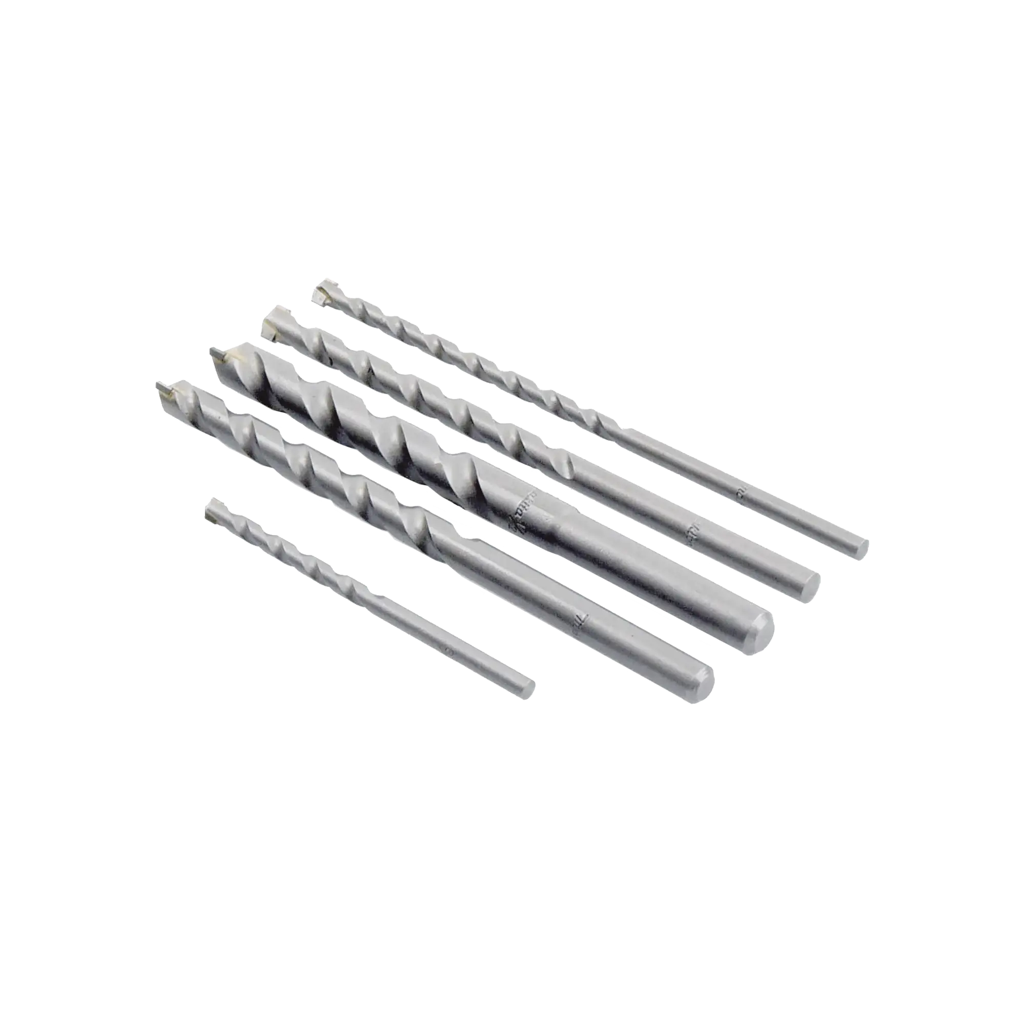 Juego de 5 Pzas. de Broca para Concreto, Zanco Recto (3/16″, 1/4″, 5/16″, 3/8″ y 1/2″).