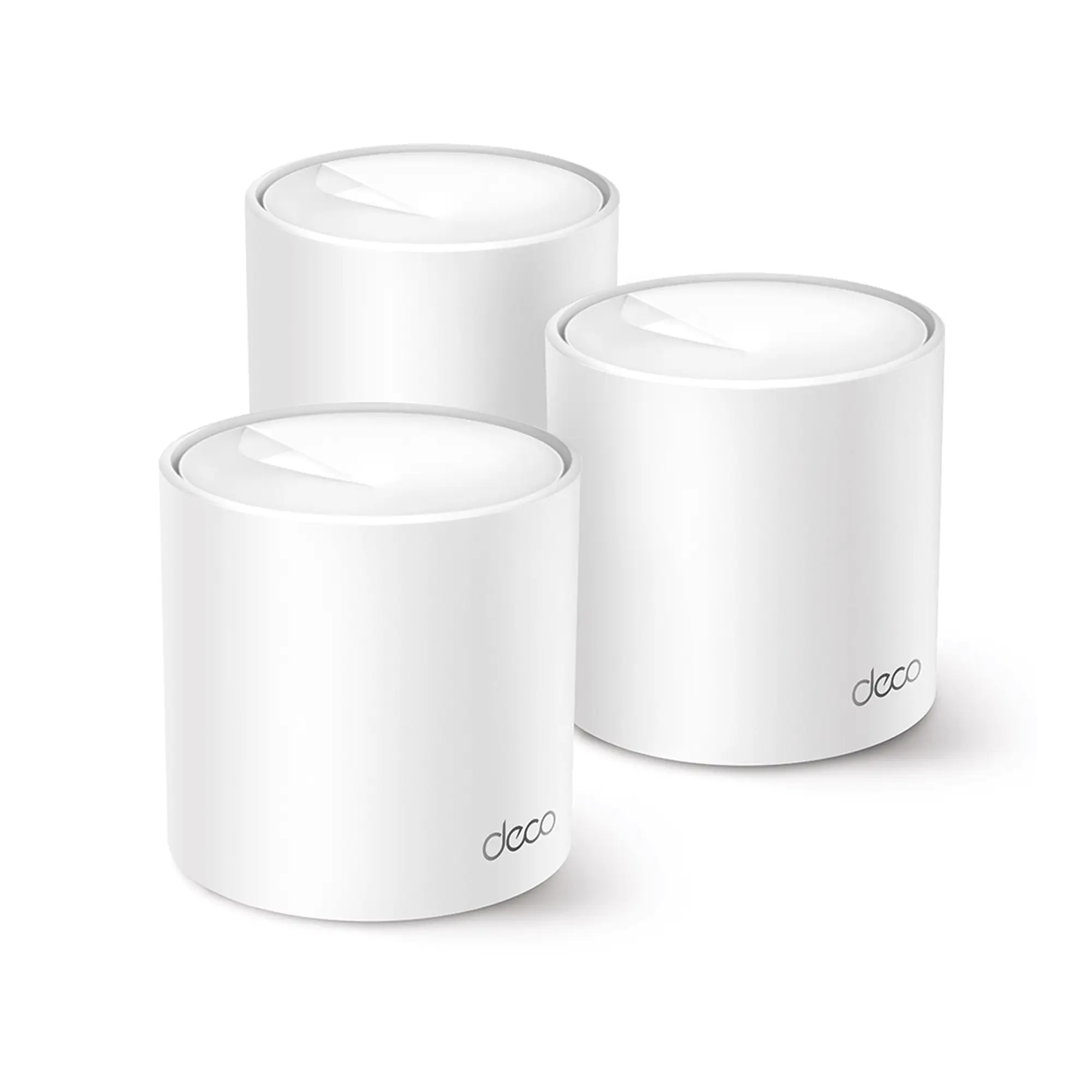 Kit 3 Routers Inalámbricos MESH Interior para Hogar / Doble Banda Wi-Fi 6 AX1500 Mbps / 2 Puerto Gigabit WAN/LAN / 2 Antenas Internas / Administración Mediante la App Deco (iOS, Android) / Protección HomeShield