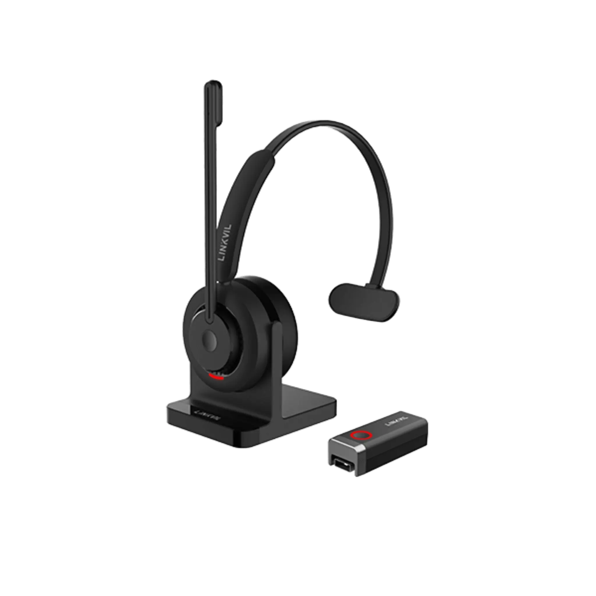 Diadema Inalámbrica DECT/Bluetooth con Micrófono Rotable /Audio HD/ Cancelación IA/ Incluye Base de Carga