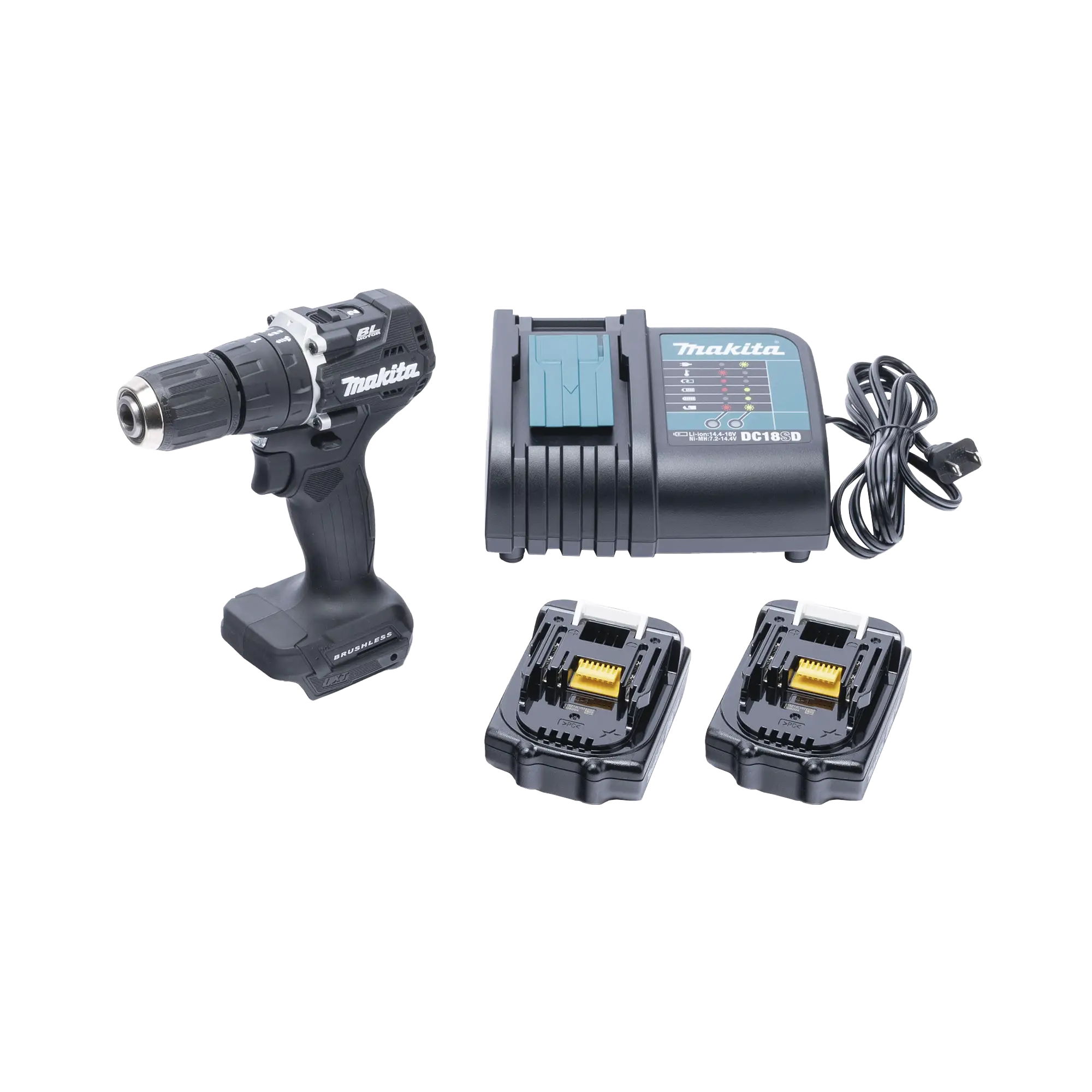 Rotomartillo/Taladro Inalámbrico SIN CARBONES, Broquero de 1/2″, 1,700 RPM, 18V�??, Torque: 40 N.m C/2 Bat. (1.5Ah) y Cargador.