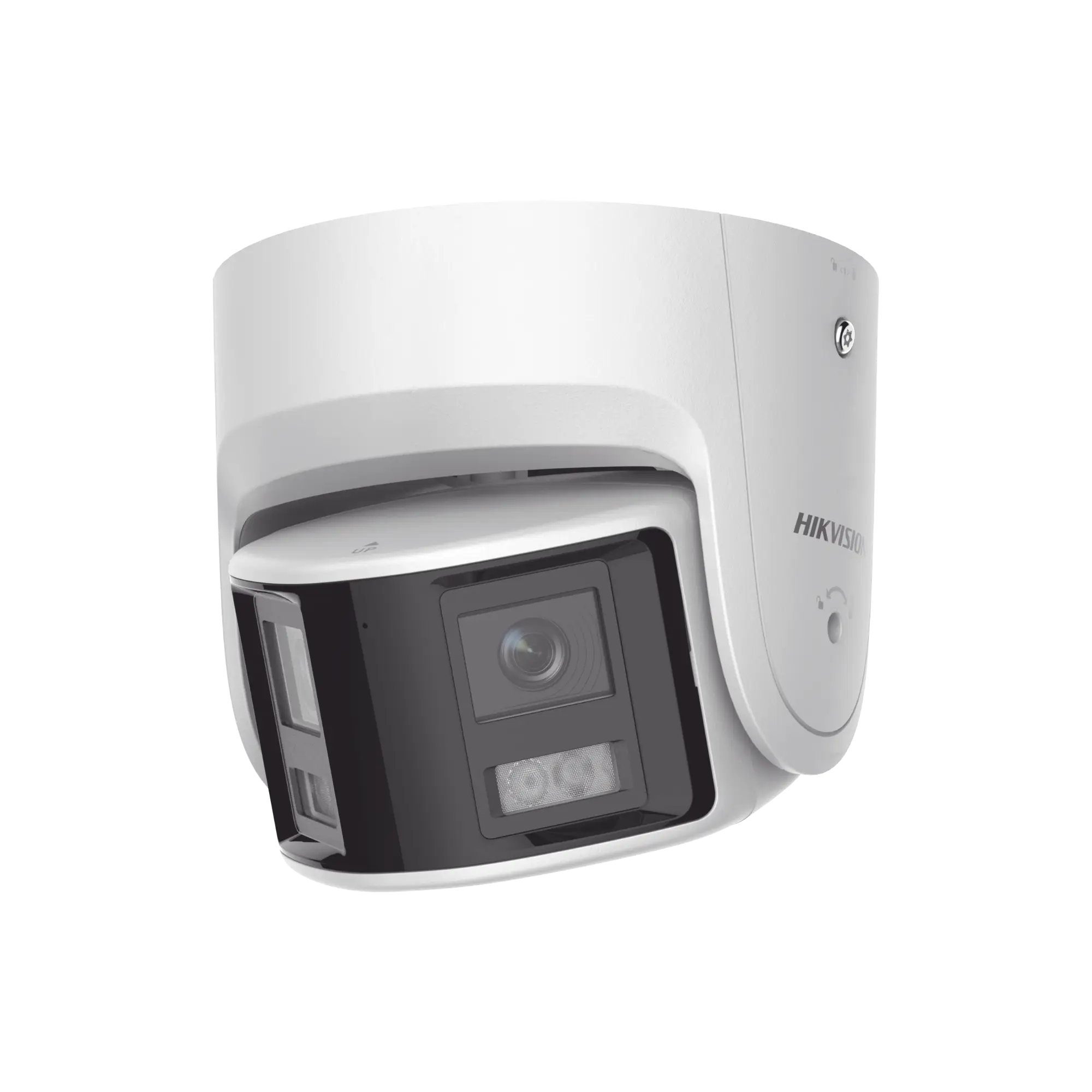 [FlexVu] [PROTECCIÓN ACTIVA] Turret IP Panorámica 4 Megapíxel / 2 Lentes 2.8 mm (180°) / Imagen a Color 24/7 (ColorVu) / PoE / WDR 130° / IP67 / ACUSENSE / Luz Estroboscópica y Alarma Audible / 30 mts Luz Blanca / Mic