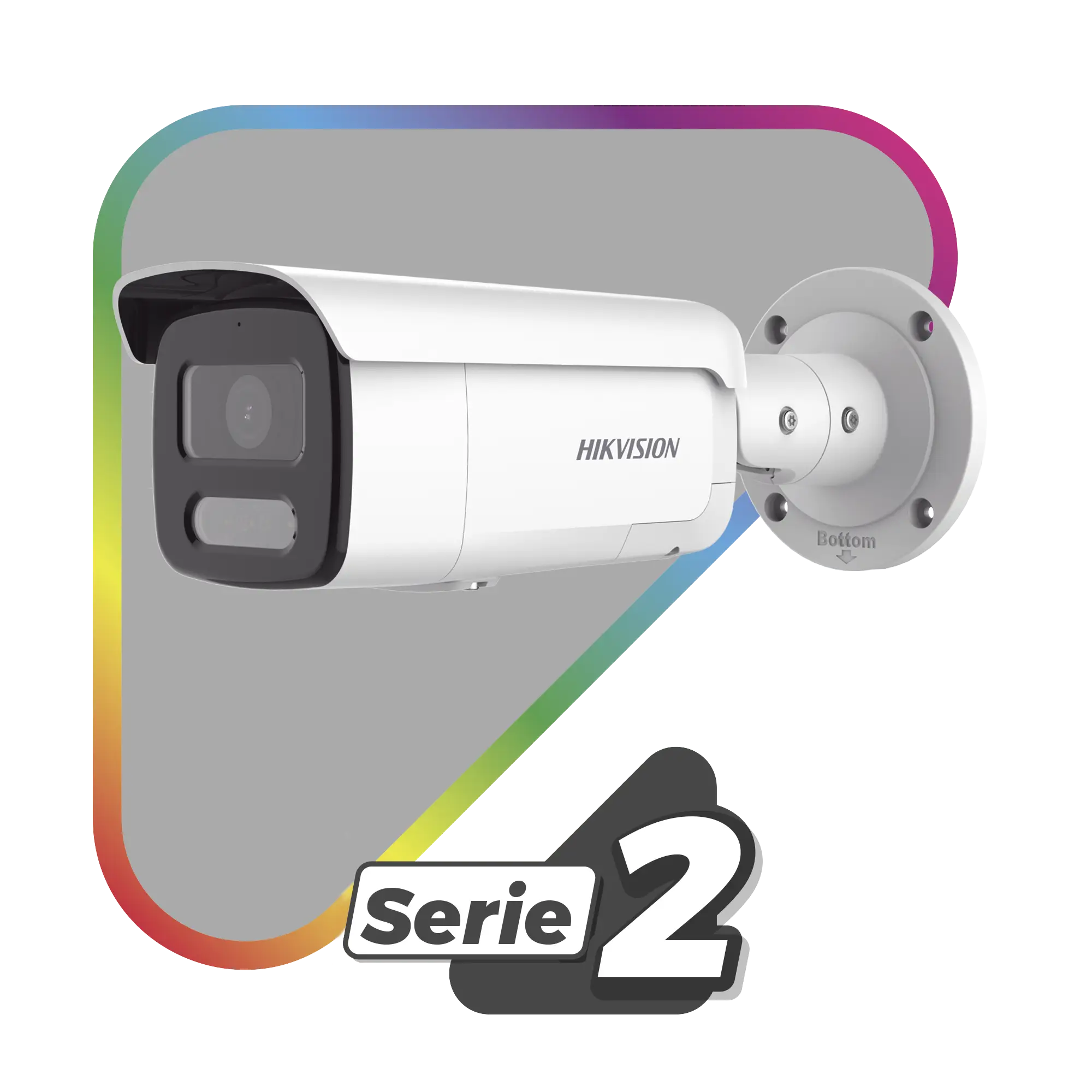 [Dual Light + ColorVu] Bala IP 4 Megapixel / Lente 4 mm / 60 mts IR + 60 mts Luz Blanca / Exterior IP67 / Luz Intermitente y Alerta de Audio / Videoanaliticos (Filtro de Falsas Alarmas) / PoE / WDR 130 dB / Captura Facial  /  ACUSEARCH