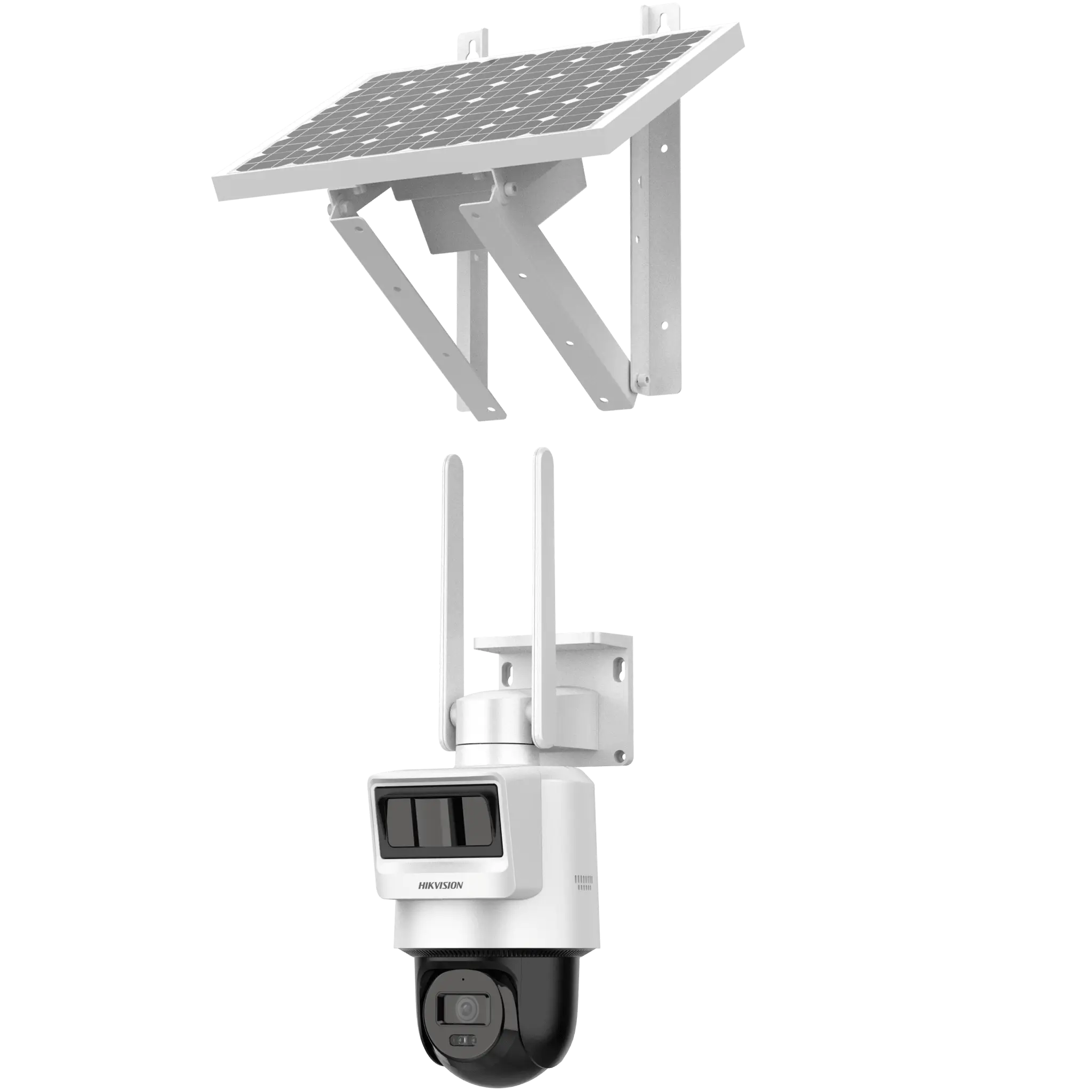 Kit Solar IP All in One / Doble Detección (Radar + PIR) / PT IP 4 Megapixel / Lente 2.8 mm / Panel Solar / Batería de Respaldo de Litio 50.76Wh (Hasta 1.5 días) / Conexión 4G / Audio de Dos Vías / Accesorios de Inst. / D