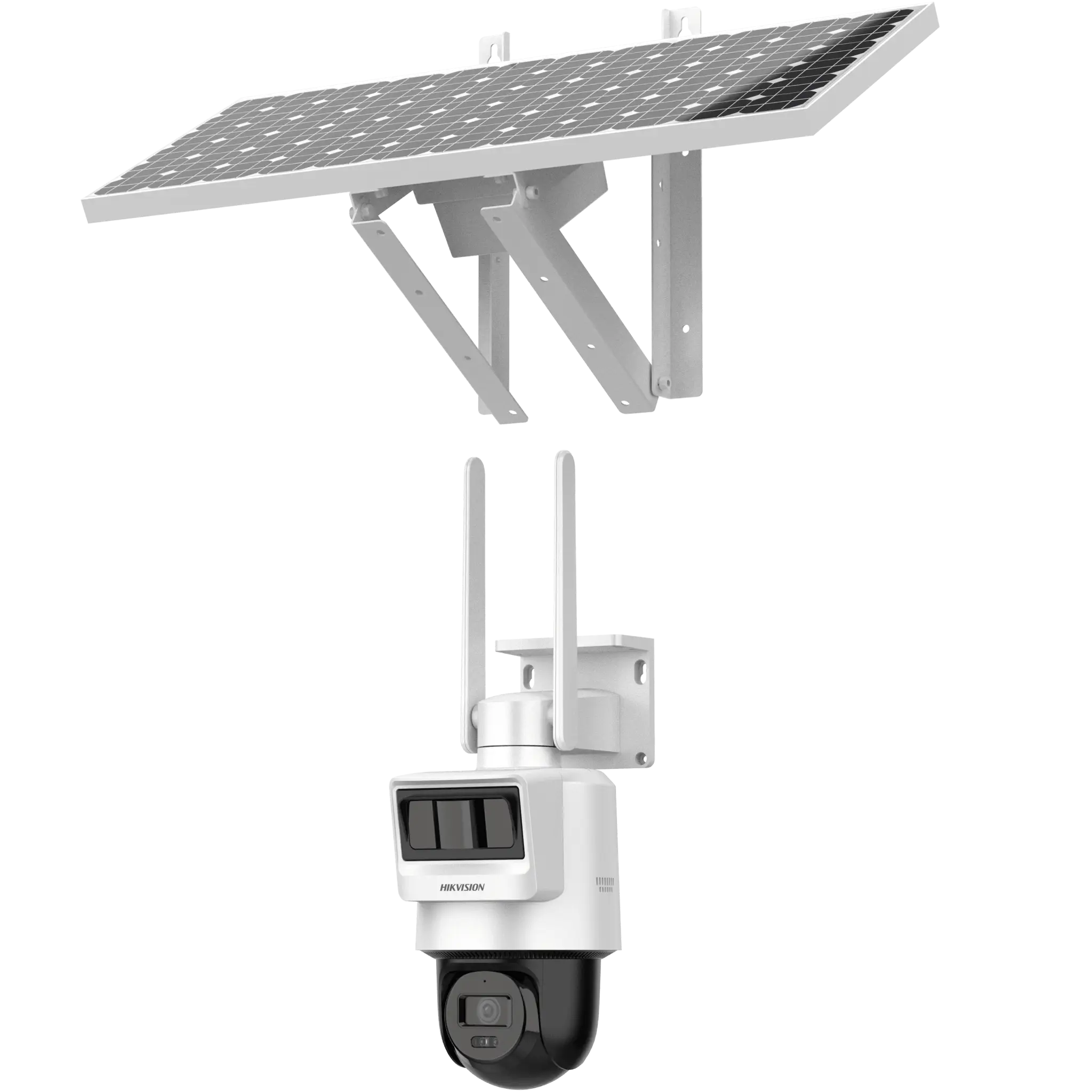 Kit Solar IP All in One / Doble Detección (Radar + PIR) / PT IP 4 Megapixel / Lente 2.8 mm / Panel Solar / Batería de Respaldo de Litio 90Wh (Hasta 2 días) / Conexión 4G / Audio de Dos Vías / Accesorios de Inst. / Direc