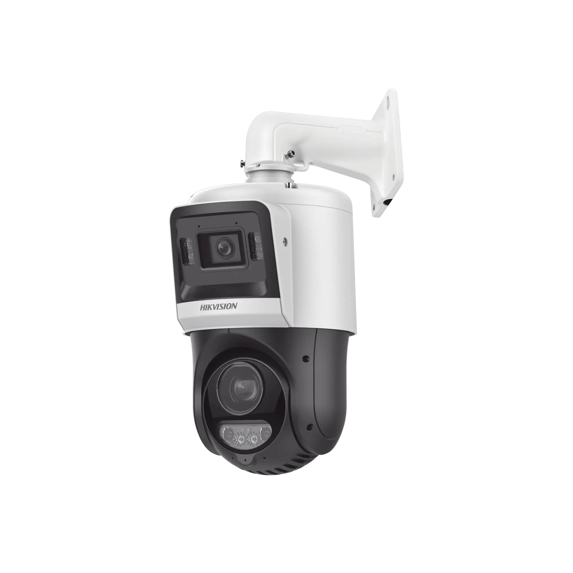 [TandemVu] Domo PTZ IP 4 Megapixel + Cámara Fija 4 Megapixel / 15X Zoom / 100 mts IR + 30 mts Luz Blanca / IP67 / ACUSENSE / PoE+ / 2 Micrófonos Integrados y Bocina / Alerta Audible y Luz Estroboscopica / Alarmas I/O / DARKFIGHTER / Micro SD
