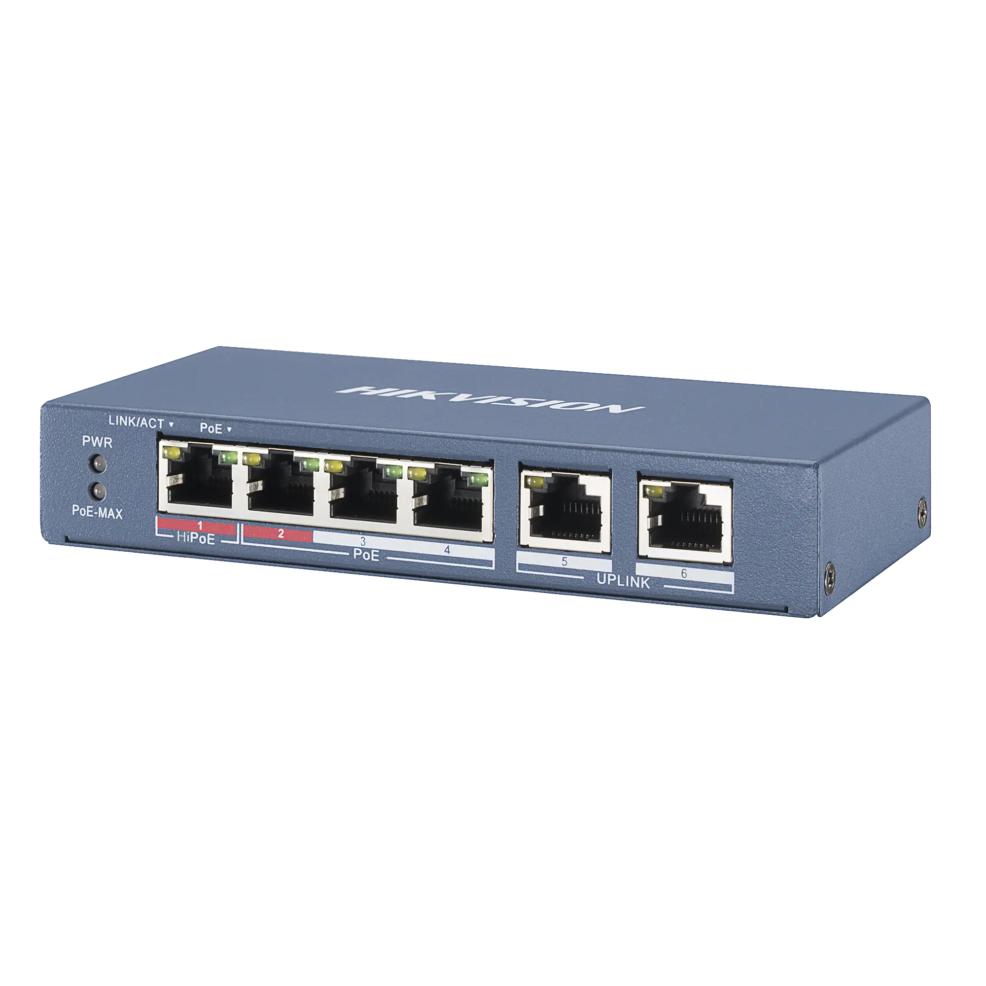 Switch PoE+ / No Administrable / 3 Puertos 10/100 Mbps 802.3 af/at (30 W) + 1 Puerto 10/100 Mbps Hi-PoE (60 W) / 2 Puertos 10/100 Mbps Uplink / Modo Extendido hasta 300 Metros / 60 W