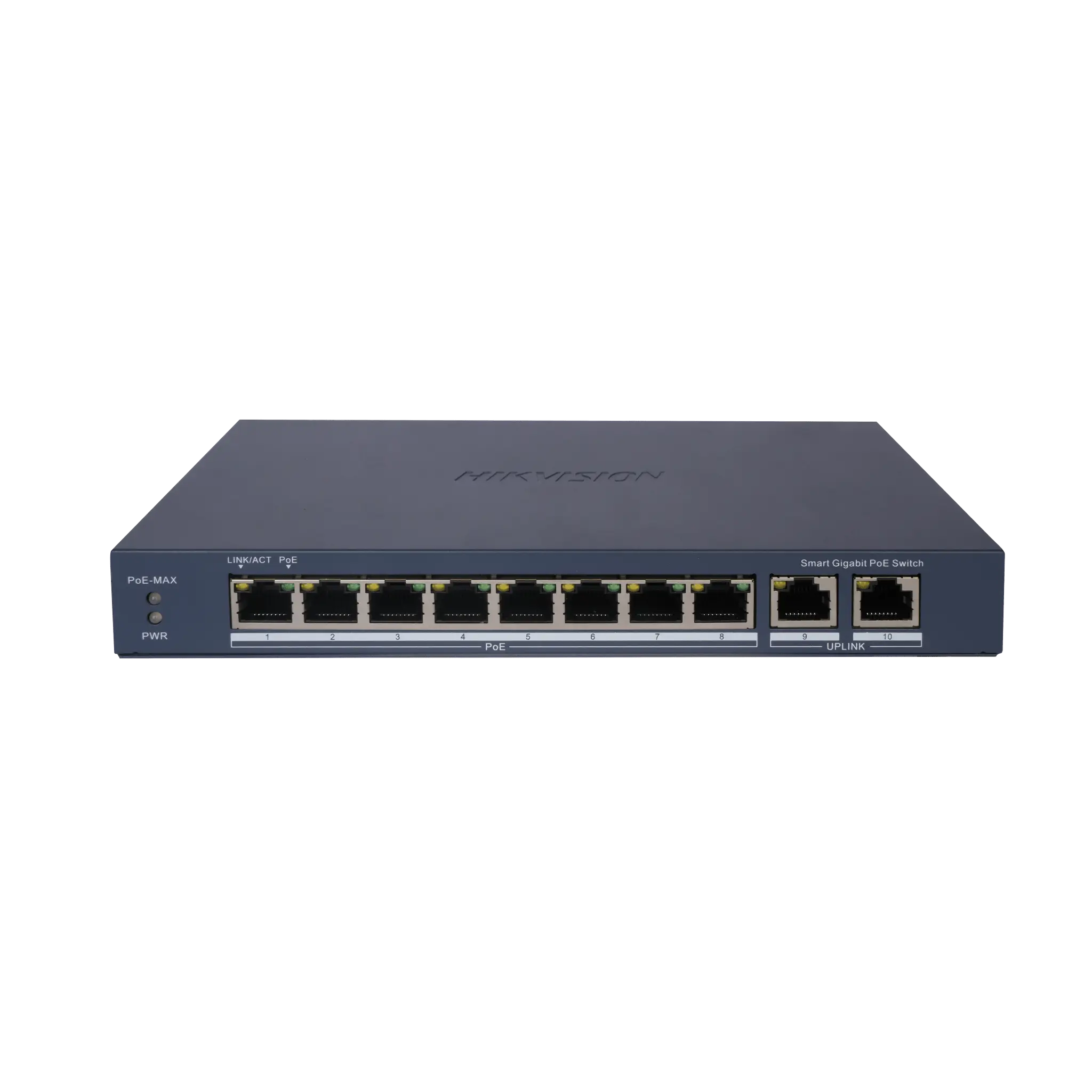 Switch Gigabit PoE+ / Administrable / 8 Puertos Gigabit PoE+ / 2 Puertos Gigabit / Configuración Nube Hik-Partner Pro / Modo Extendido hasta 300 Metros / 110 W