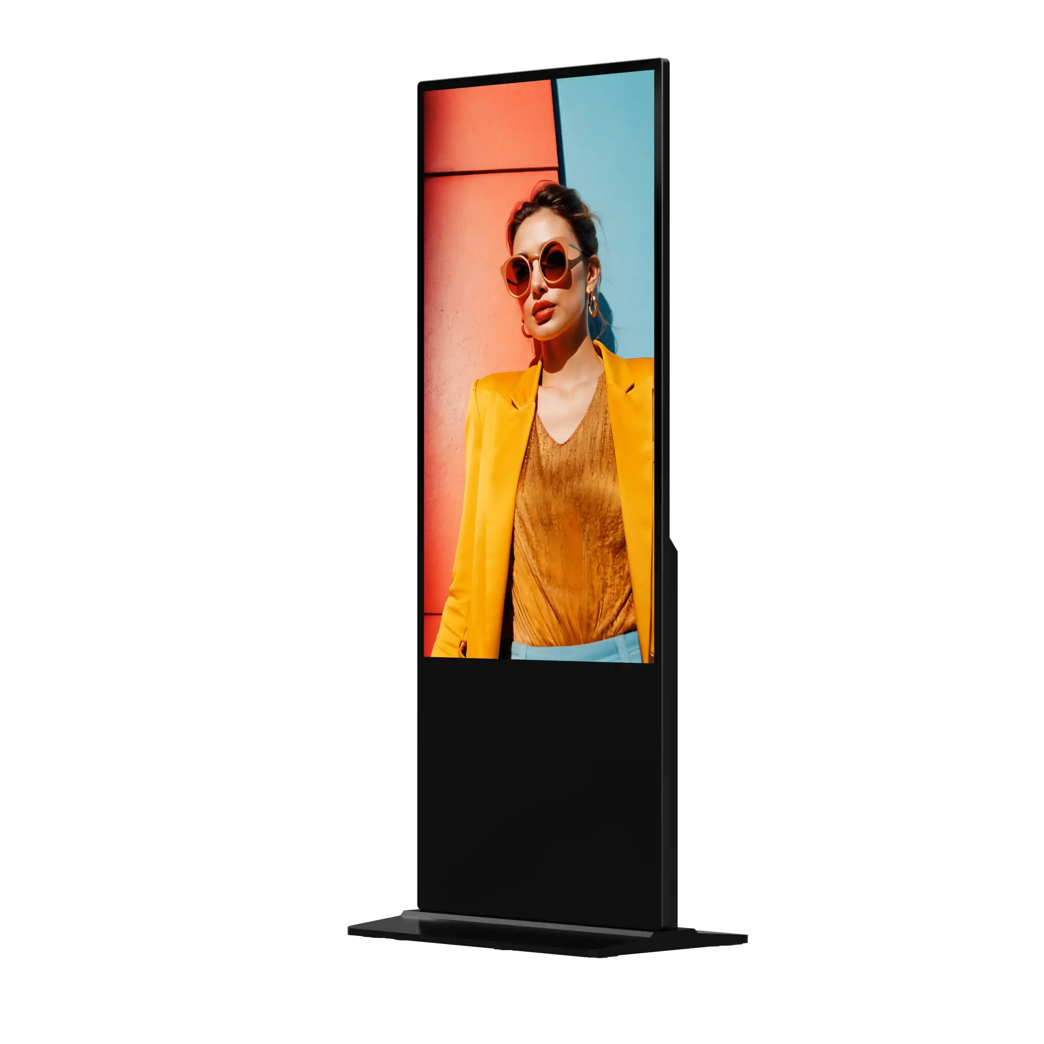 Pantalla de 55″ 4K para Publicidad Digital / Base para Piso (Totem) / Gestión de Contenido y Control Centralizado