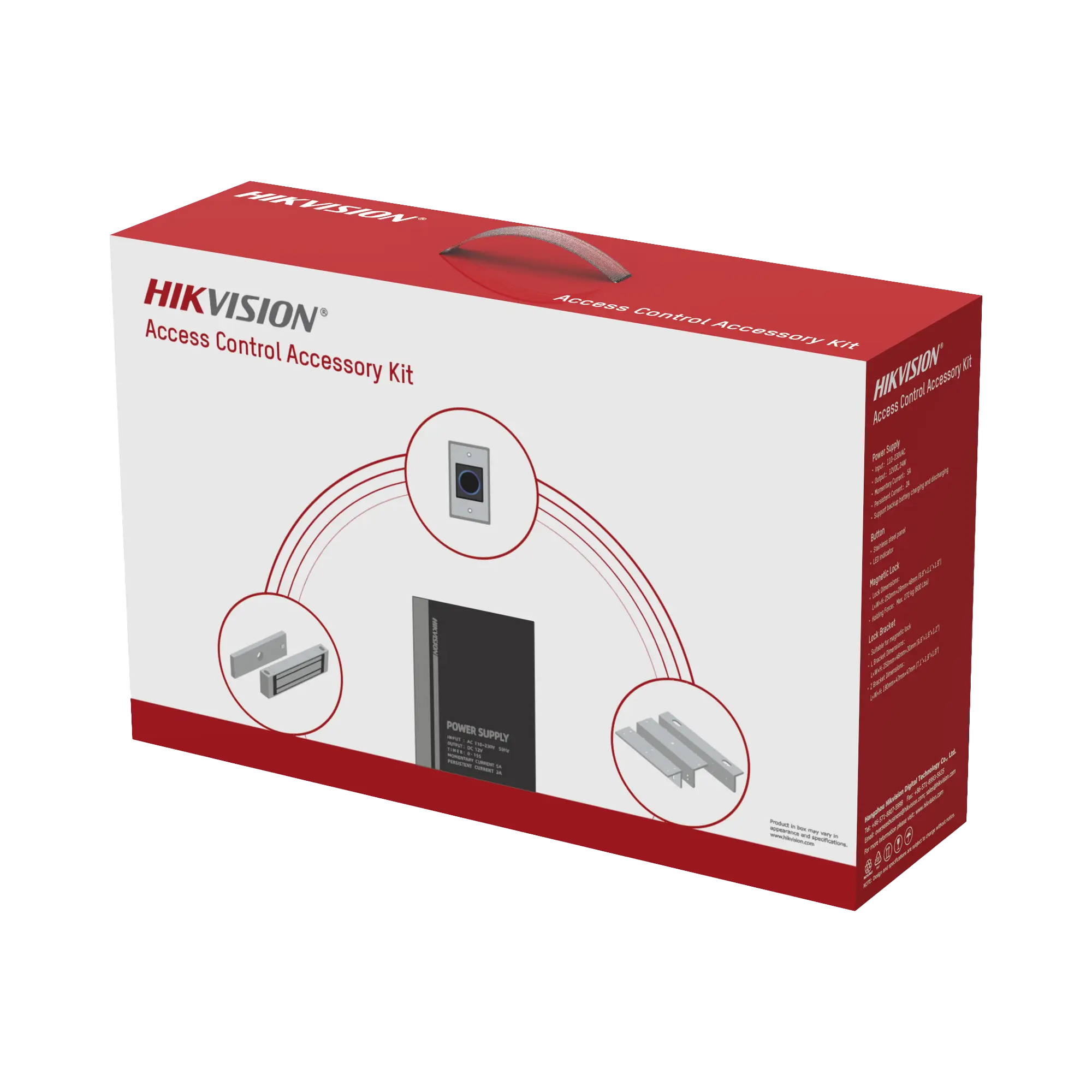 Kit de Accesorios para Ctrl de Acceso / Fuente 12 Vcd 2 A, Botón de Salida y Chapa Magnética 600 Lbs / Para instalación de control de acceso autónomo (Facial Min Moe, Teclados, Lectores de Huella etc)