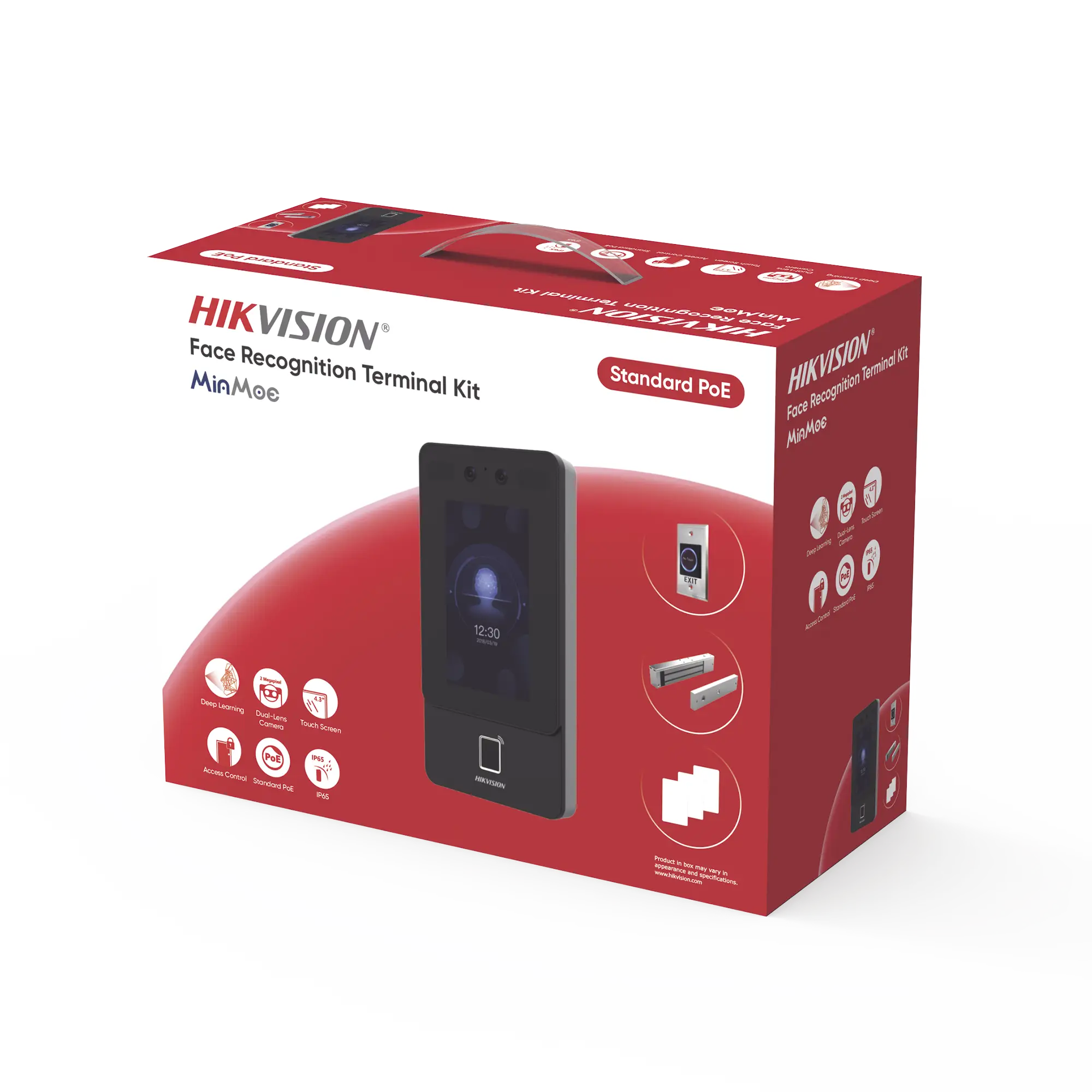 Kit Terminal Reconocimiento Facial DS-KAS342 / 1500 Rostros + 3000 Huellas + 3000 Tarjetas / Pantalla Táctil 4.3″ / 2MP Wide Angle / PoE + Alimentación Cerradura / IP65 / Wi-Fi + Audio Bidireccional / Reconocimiento con Mascarilla