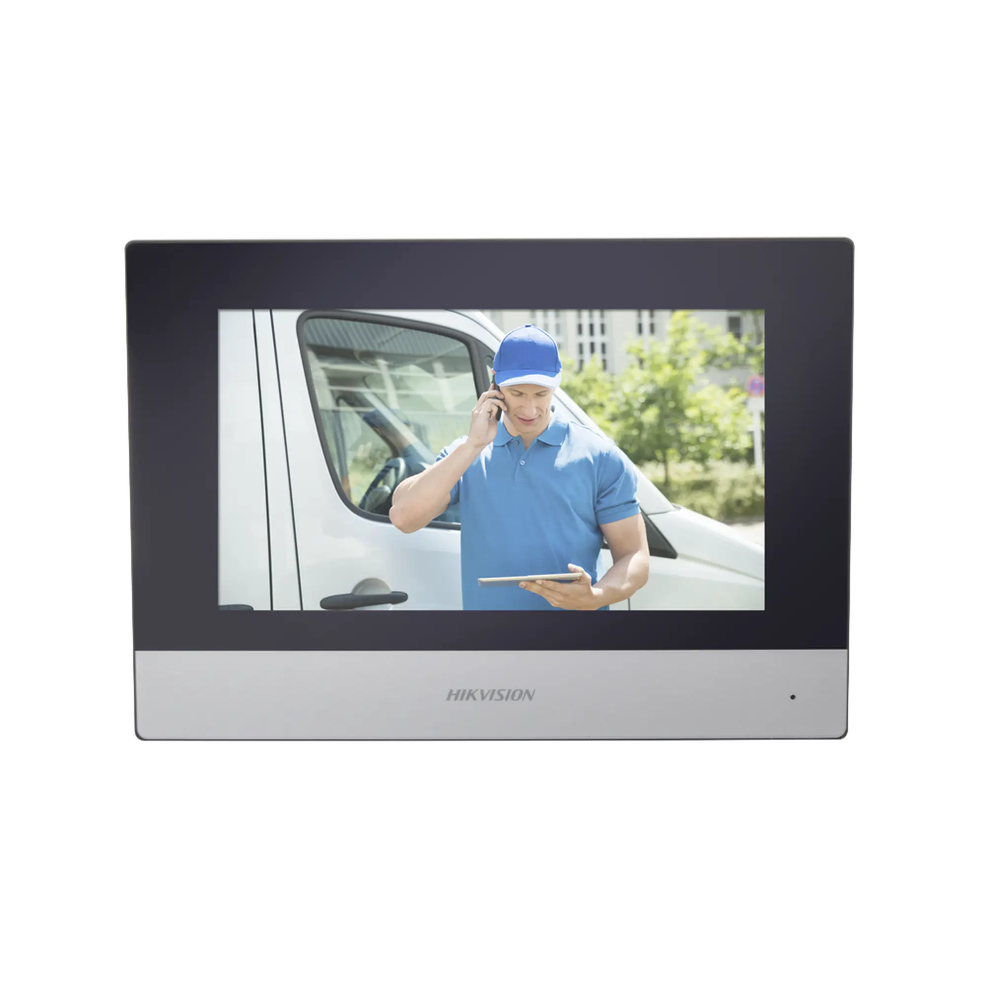 Monitor Hibrido IP WiFi Touch Screen 7″ para DS-KIS303P / Vídeo en Vivo / PoE Estándar / Apertura Remota / Llamada Entre Monitores / Audio de dos vías / Policarbonato