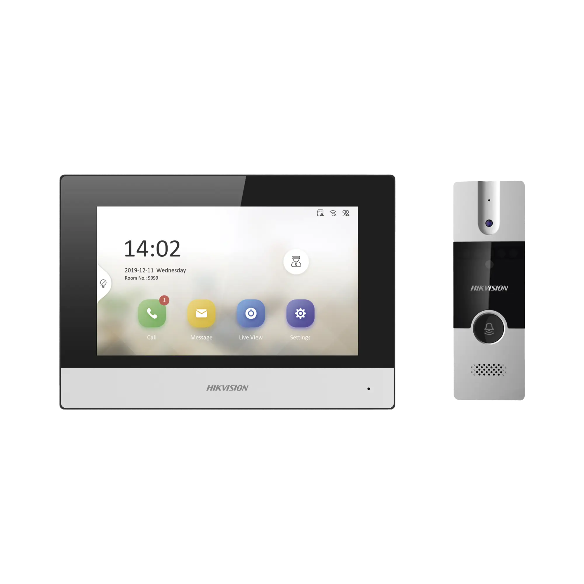 Kit de Videoportero Híbrido de Plastico / IP a 4 Hilos con Función de Llamada a App Hik-Connect / Monitor se Conecta a Internet por Cable o WiFi y por 4 Hilos al Frente de Calle / Expandible a Mas Equipos
