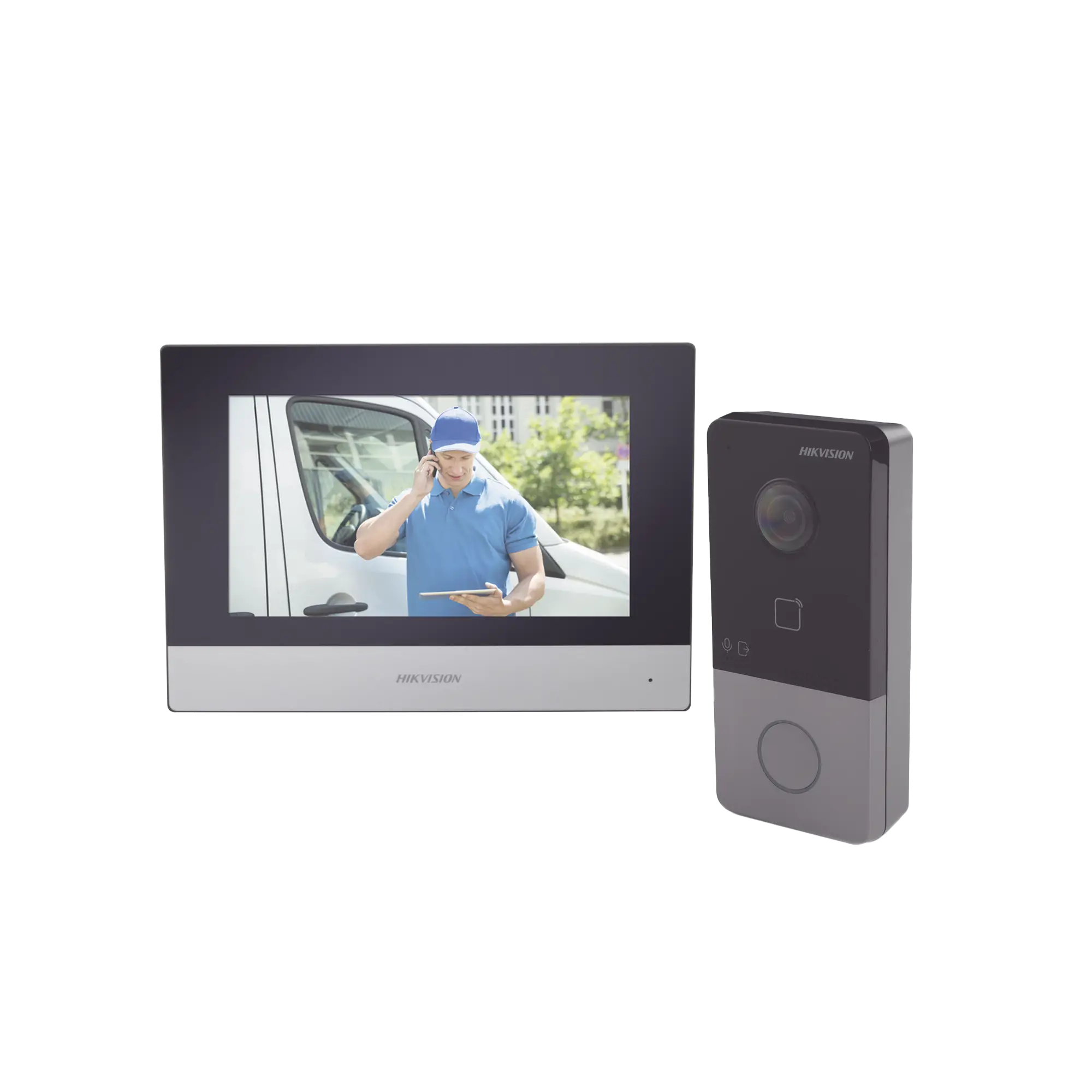 Kit de Videoportero IP Poe Estandar con llamada a App de Smartphone (HikConnect) / Apertura con tarjeta MIFARE / Frente de calle IP65 / Soporta 1 Departamento