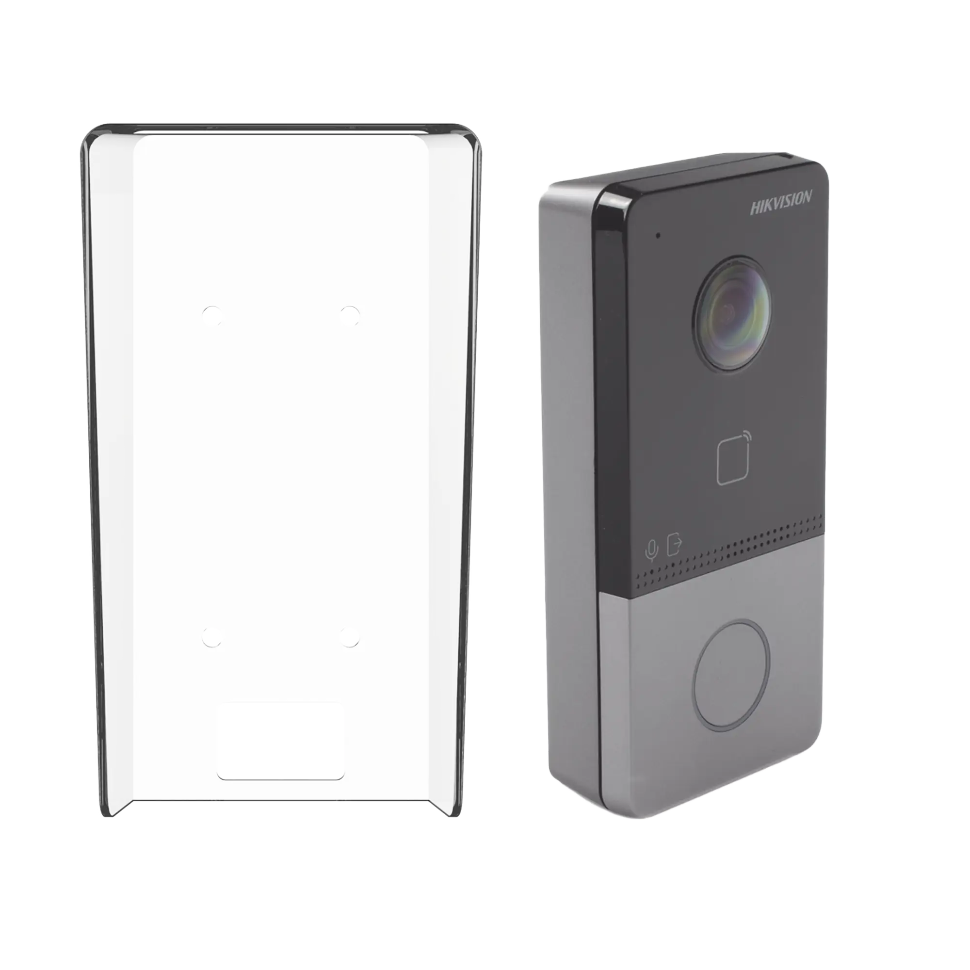 Kit Videoportero IP + Carcasa protectora 2 Megapixel / PoE Estandar / IP65 / Apertura desde Hik-connect / Soporta 1 Departamento y Hasta 6 Monitores / Soporta Tarjetas Mifare / 1 Salida Relay