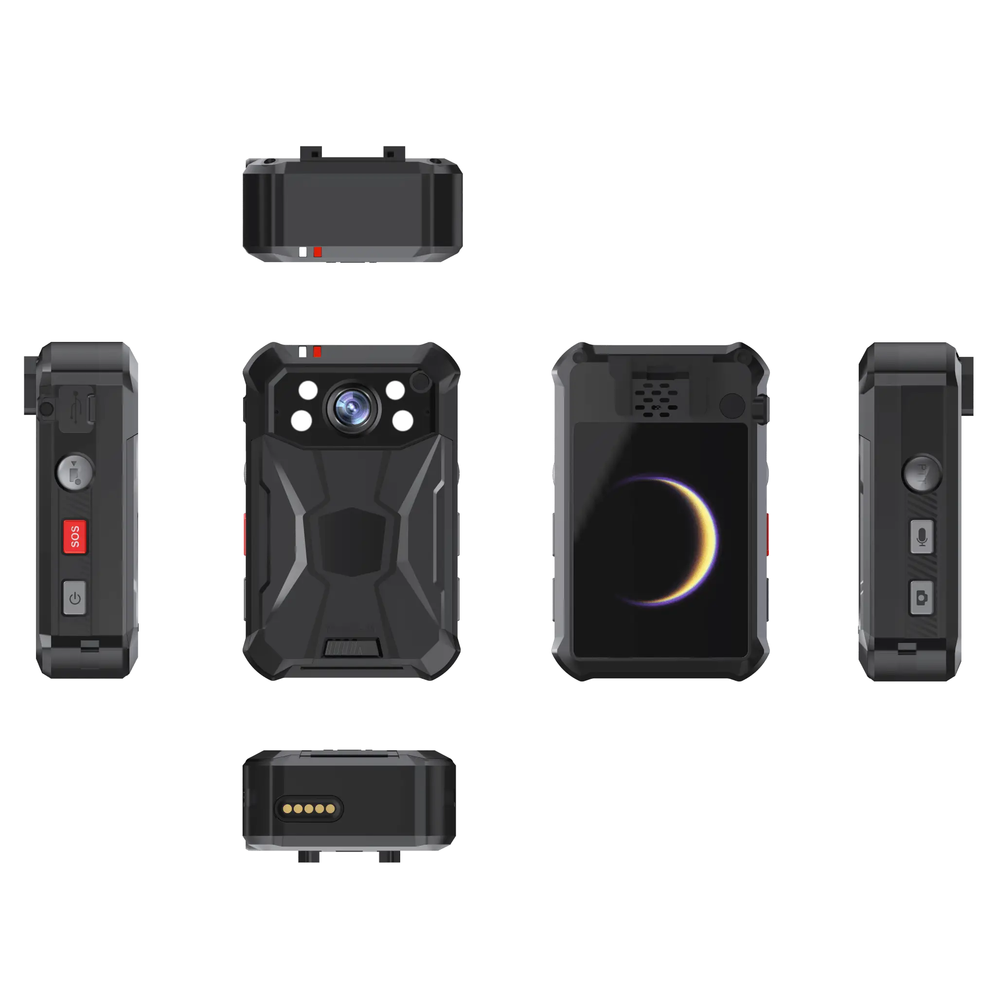 Body Camera Portátil / Grabación a 2K / Pantalla 2.4″ LCD / IP68 / H.265 / 32 GB de Almacenamiento / GPS / WIFI / 3G y 4G / Fotos de Hasta 40 Megapixel / Micrófono Integrado