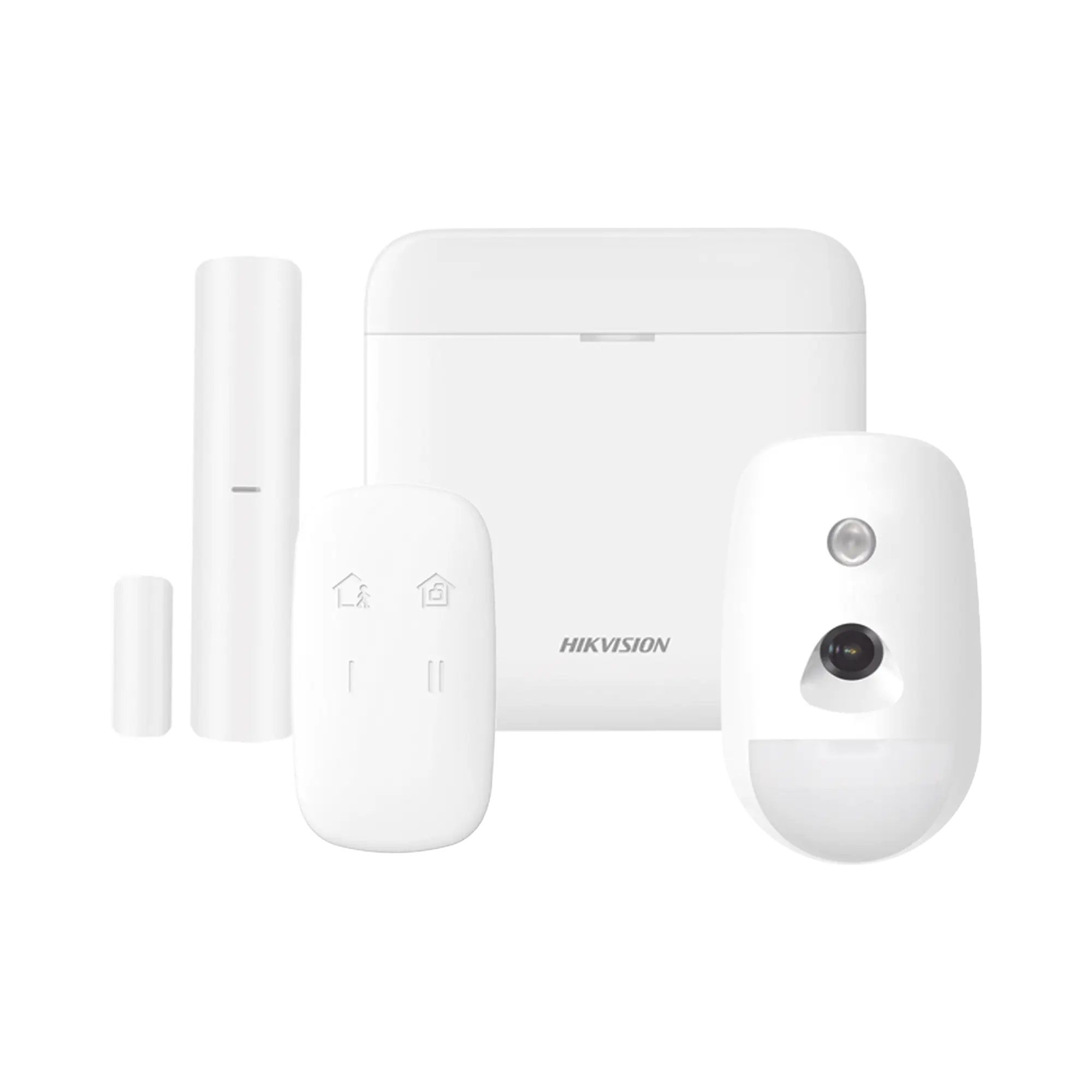(AX PRO) KIT de Alarma AX PRO / Incluye: 1 Hub con bateria de respaldo / 1 Sensor PIR con Cámara / 1 Contacto Magnético / 1 Control Remoto / WiFi / Compatible con Hik-Connect P2P