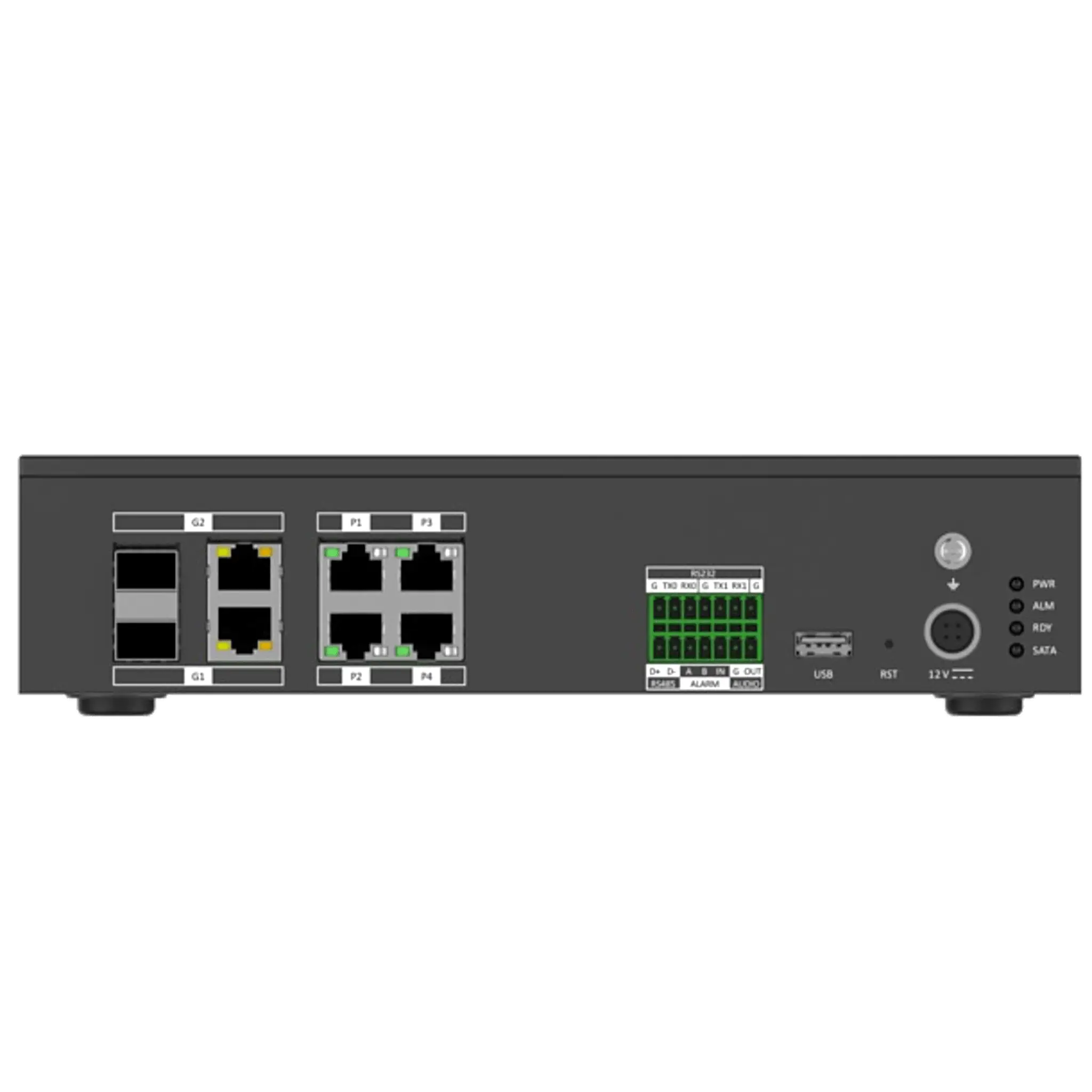 Terminal Server para Tráfico Inteligente / 8 Canales Hasta 20MP / 8TB HDD / 4 Puertos Ethernet 100M + 2 Puertos Gigabit / Exterior IP67 / Protocolos H.264-H.265 / Gestión de Tráfico y Video
