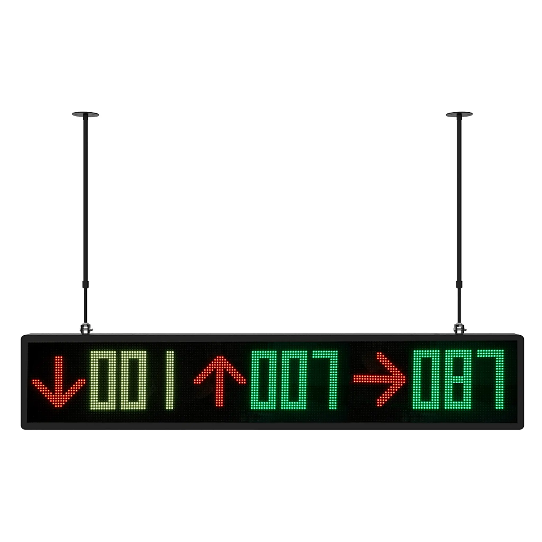 Pantalla LED de Guiado para Estacionamiento Interior/ 9 Dígitos y 3 Iconos / Multicolor 7 Colores / 1700 cd/m² de Brillo / Comunicación RS485-RJ45 / Instalación con Bracket Ajustable 560-1020 mm