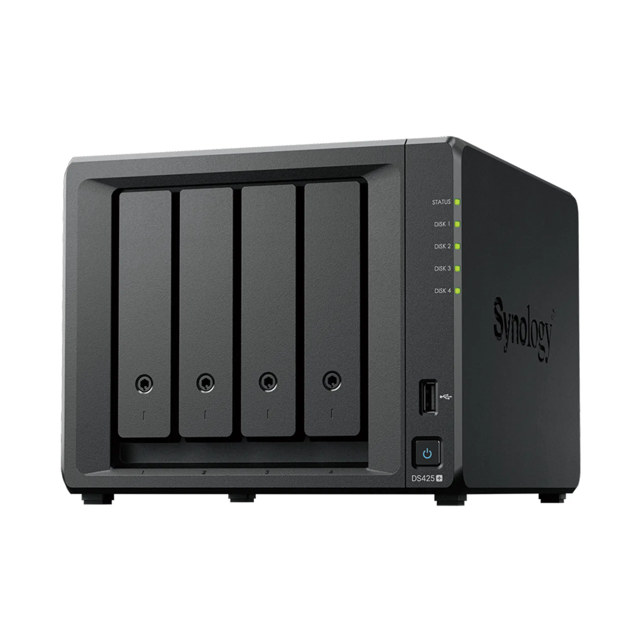 NAS DiskStation DS425+ | 4 BahÃas | Intel Celeron J4125 2.7 GHz | 2 GB DDR4 / 2.5GbE + 1GbE | 2 Puertos USB 3.2 Gen 1 | 2 Ranuras M.2 NVMe | Hasta 80 TB | Synology DSM.