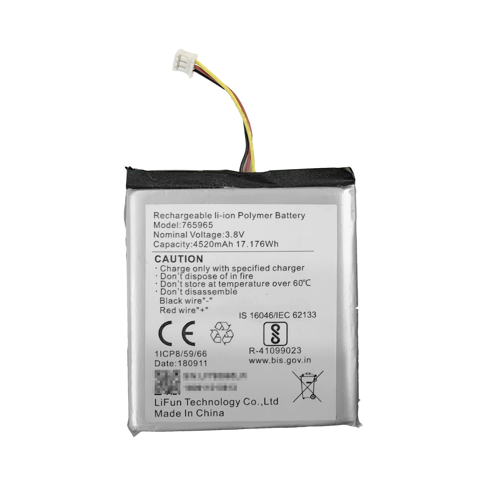 Batería de Respaldo para Panel de Alarma Hikvision / 4520 mAh / Compatible con Paneles AX PRO – AX HUB – Hibrido Versión 1 (DS-PHA64-W4P) y Repetidor AX PRO DS-PR1-WB