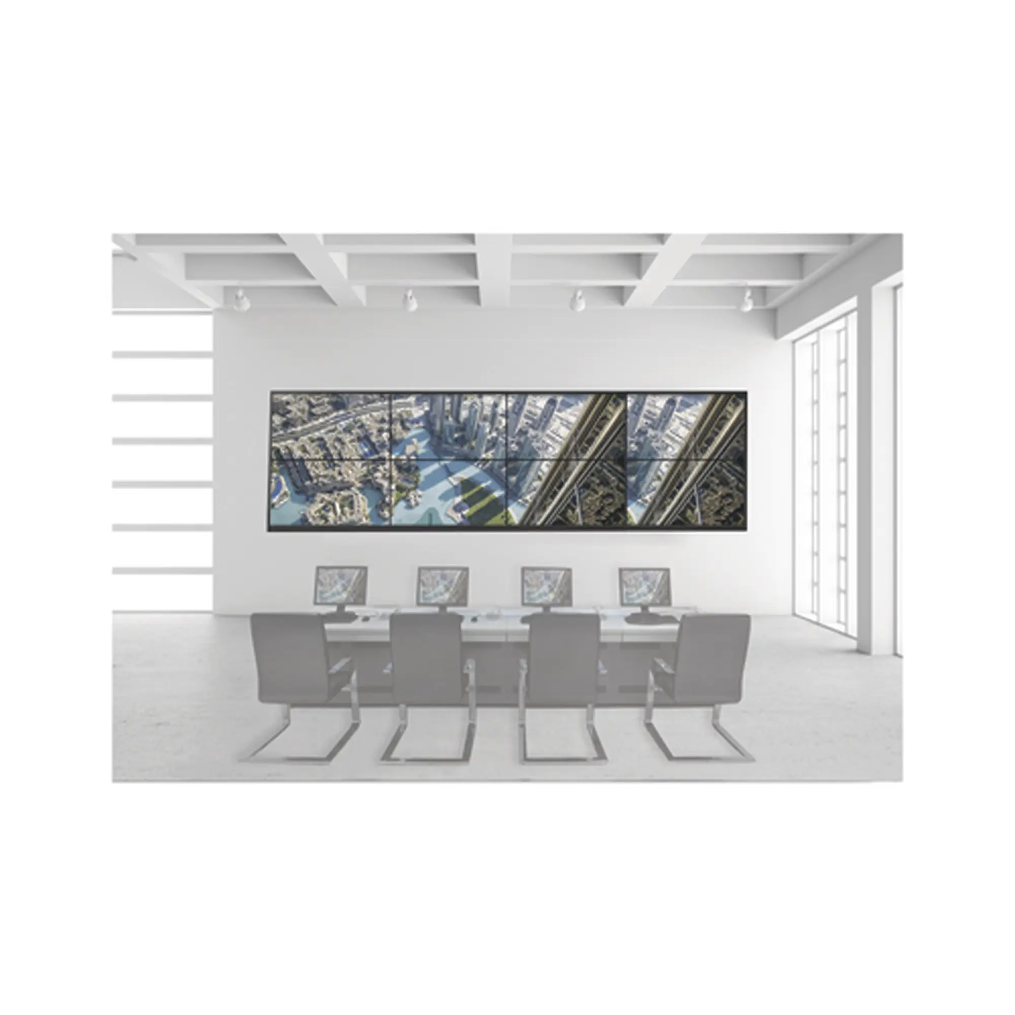 Kit Videowall 4×2 / Incluye 8 Pantallas de 55″ / Decoder / Base de Pared