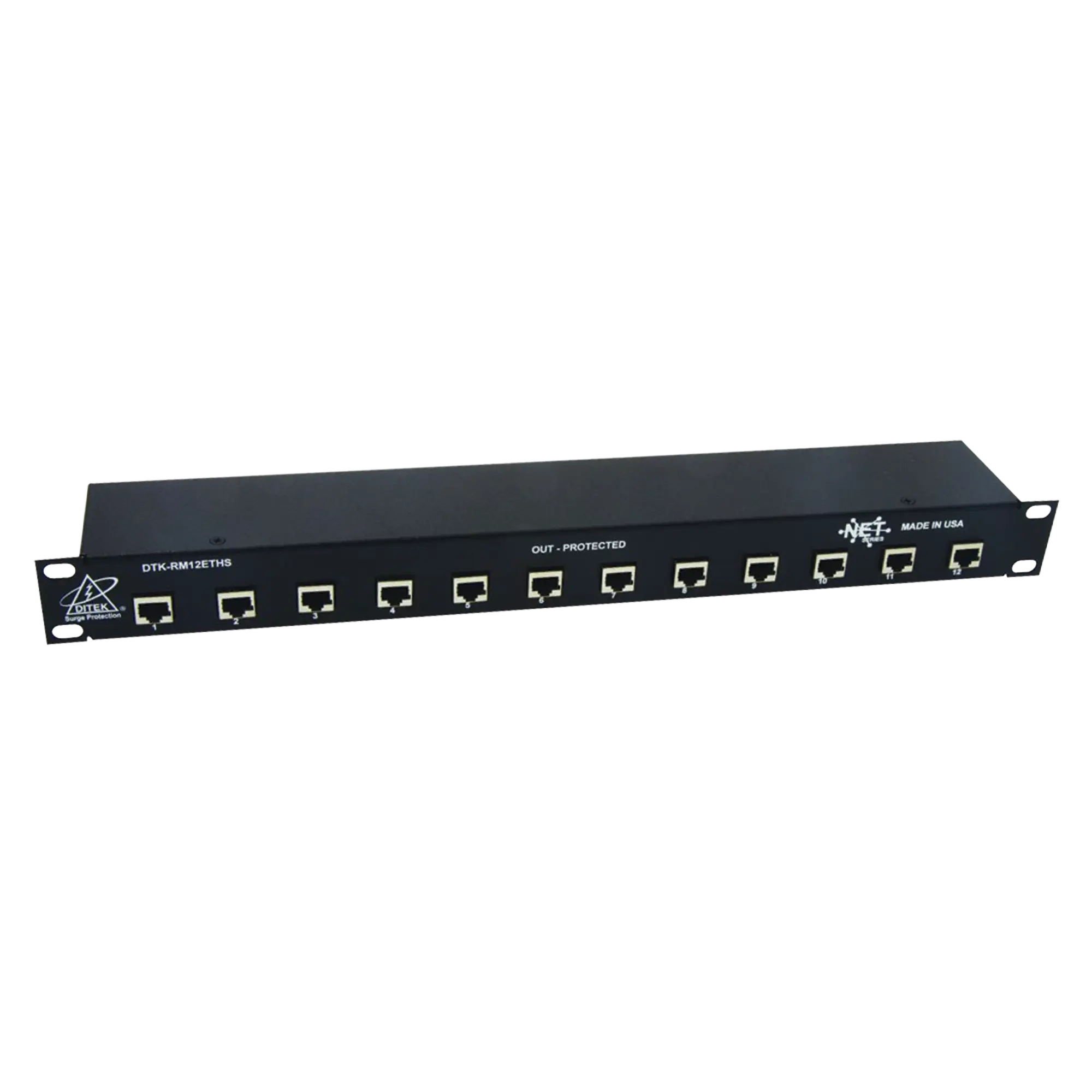 Protector de puertos IP de 12 Canales para uso en CAT5e, CAT6 y CAT6A.