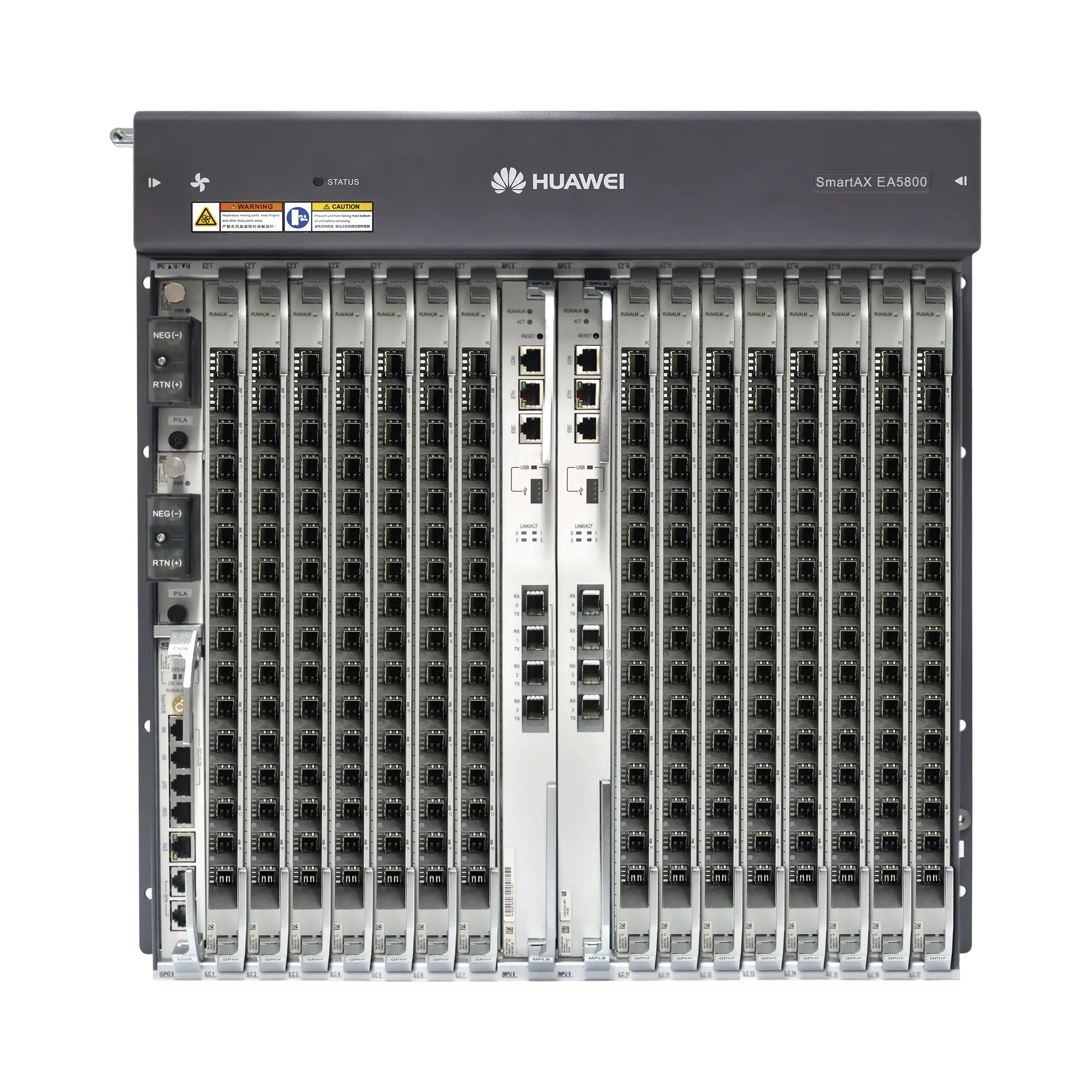 OLT GPON OptiXAccess Carrier Class con 1 tarjeta de 16 puertos GPON, 15 ranuras, 2 Fuentes de alimentación DC, 11 UR