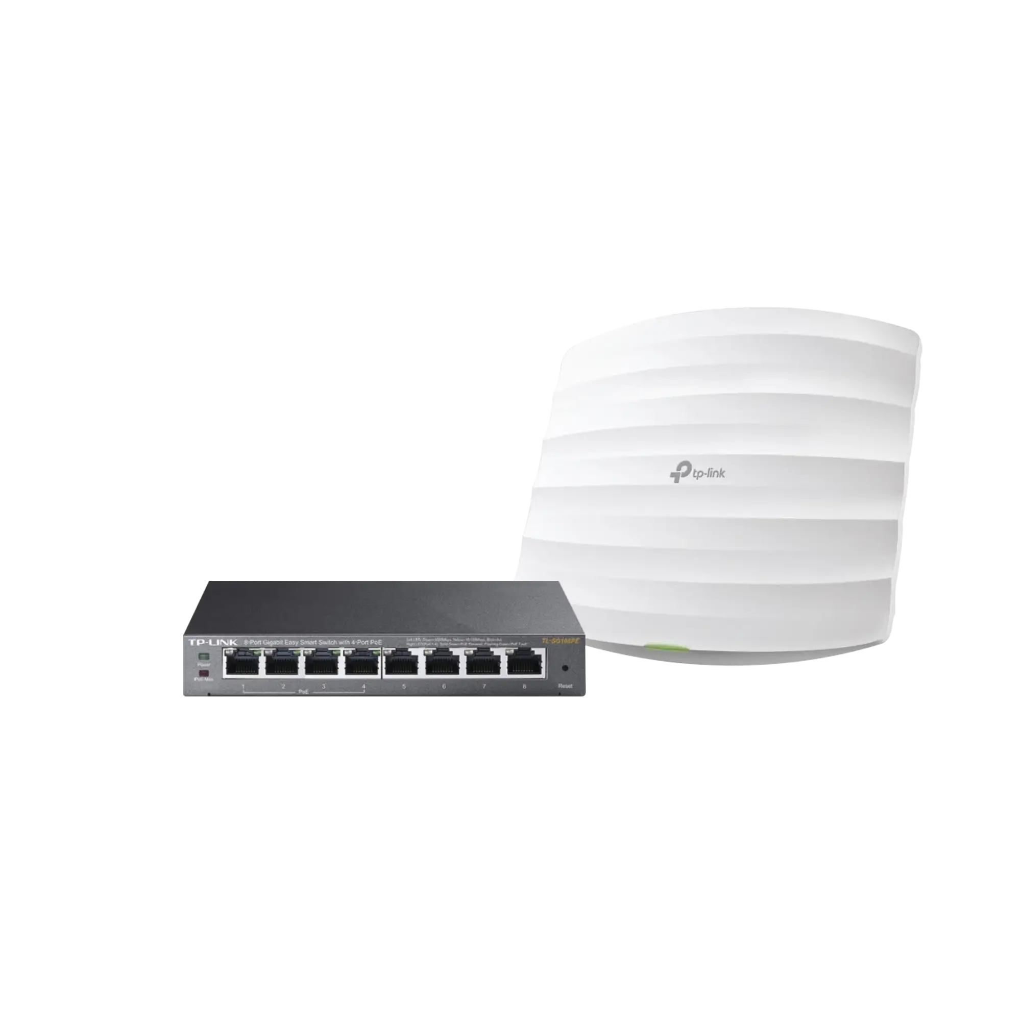 Kit de access point EAP245 y switch PoE TL-SG108PE, doble banda AC, hasta 1750 Mbps, 1 puerto Gigabit