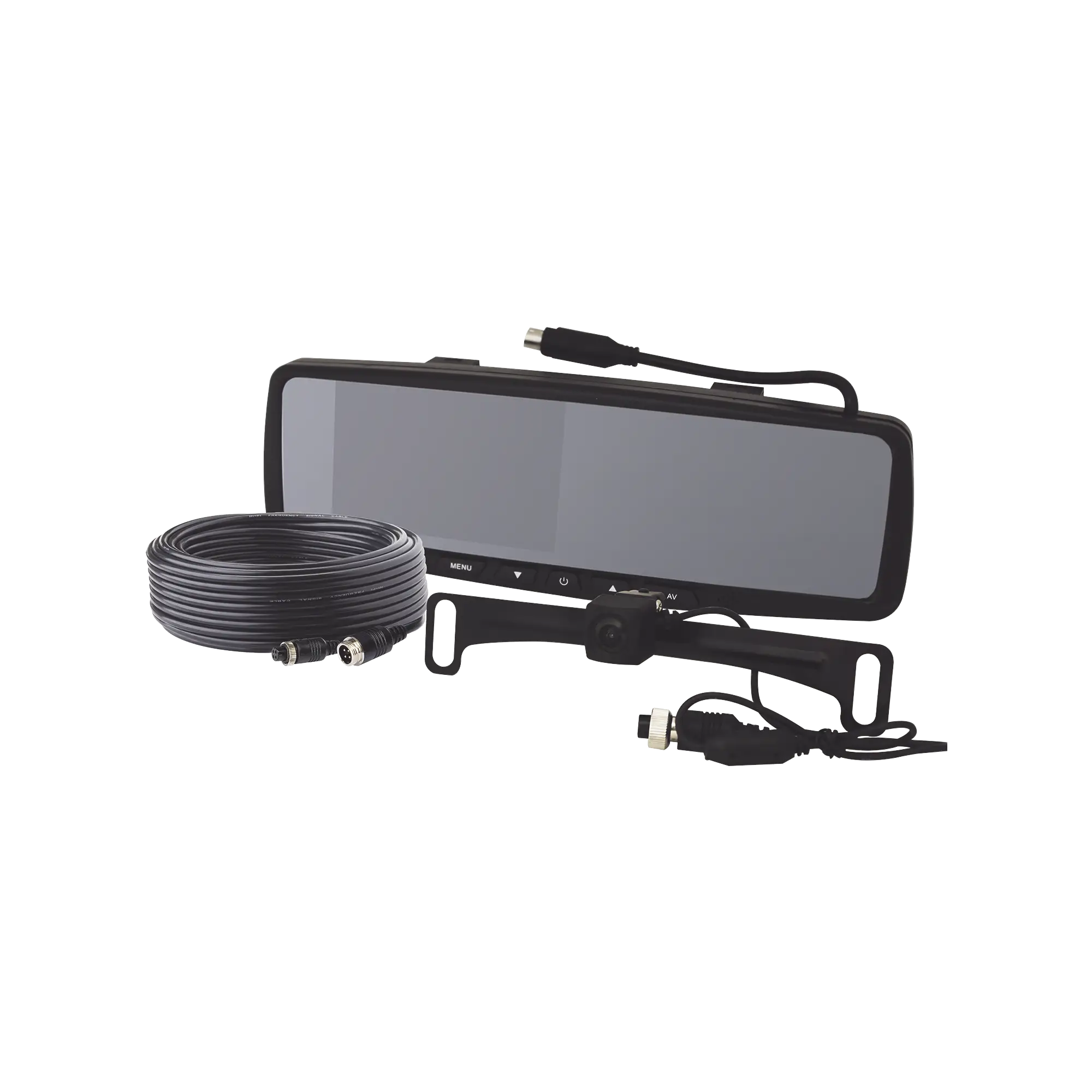 Sistema alámbrico de reversa con cámara y monitor de 4.3 pulgadas, Incluye cámara para placa de  170°