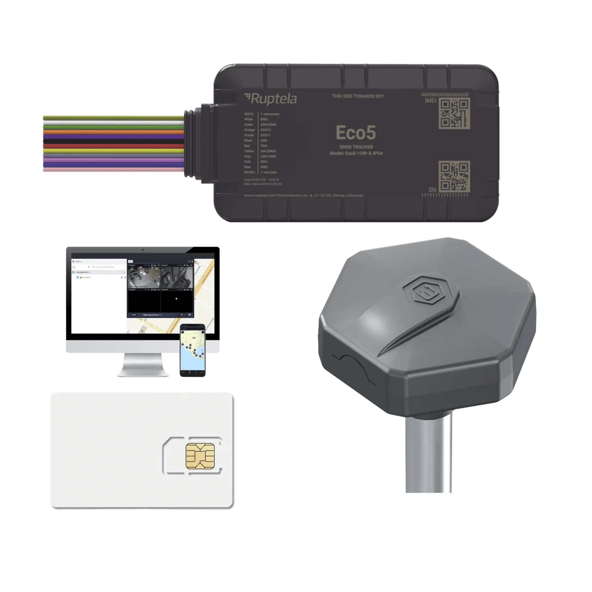 KIT Dispositivo de Rastreo Vehicular/ Sensor nivel de combustible BLE / Conectividad LTE Cat1 y LTE-M / BLE 5.0 / GNSS U-blox / Carcasa IP54 / Batería Interna de Respaldo / Detecta Interferencias / Incluye: EPCOMGPSCODE, TDBLE1000 y SIM500MB2Y